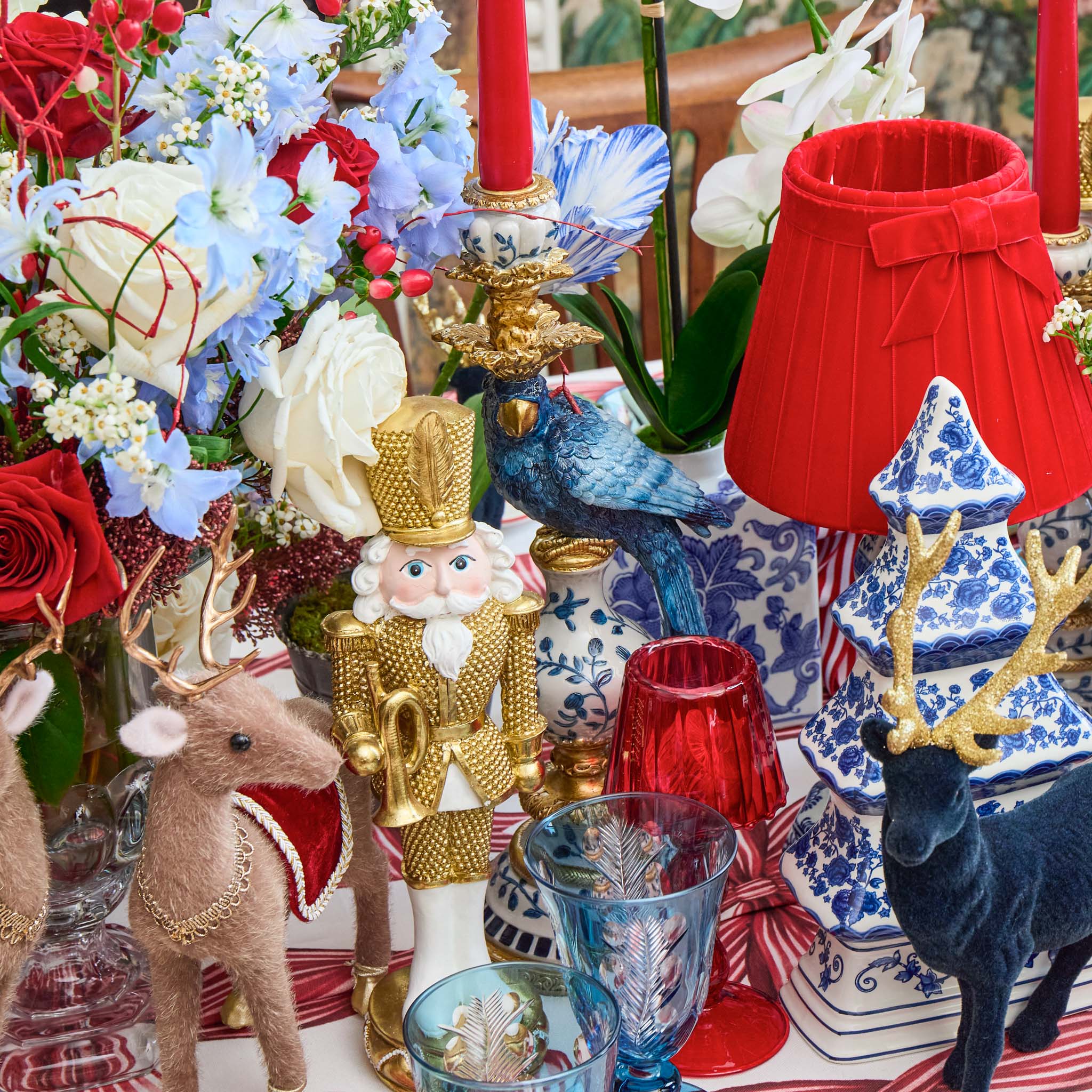 Blue Parrot Candle Holder (Pair)