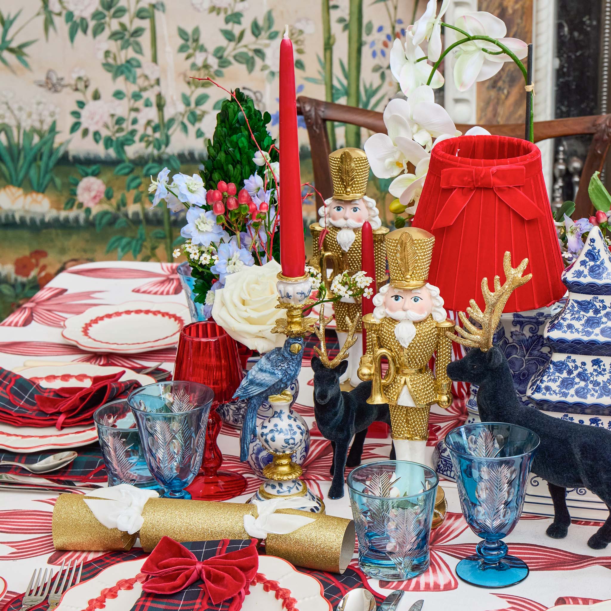 Small Blue Parrot Candle Holder (Pair)