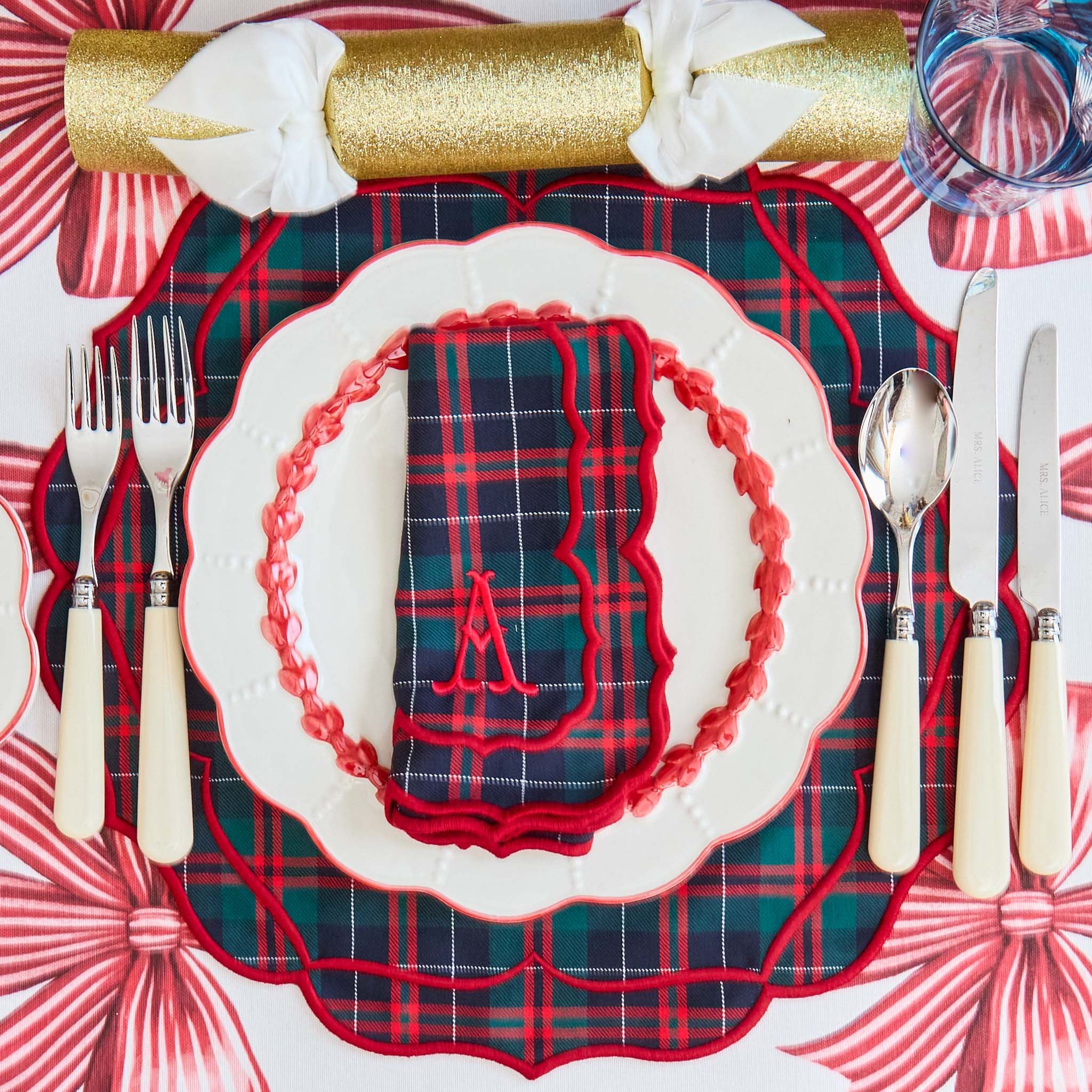 Sylvia Red & Blue Tartan Placemats & Napkins (Set of 4)