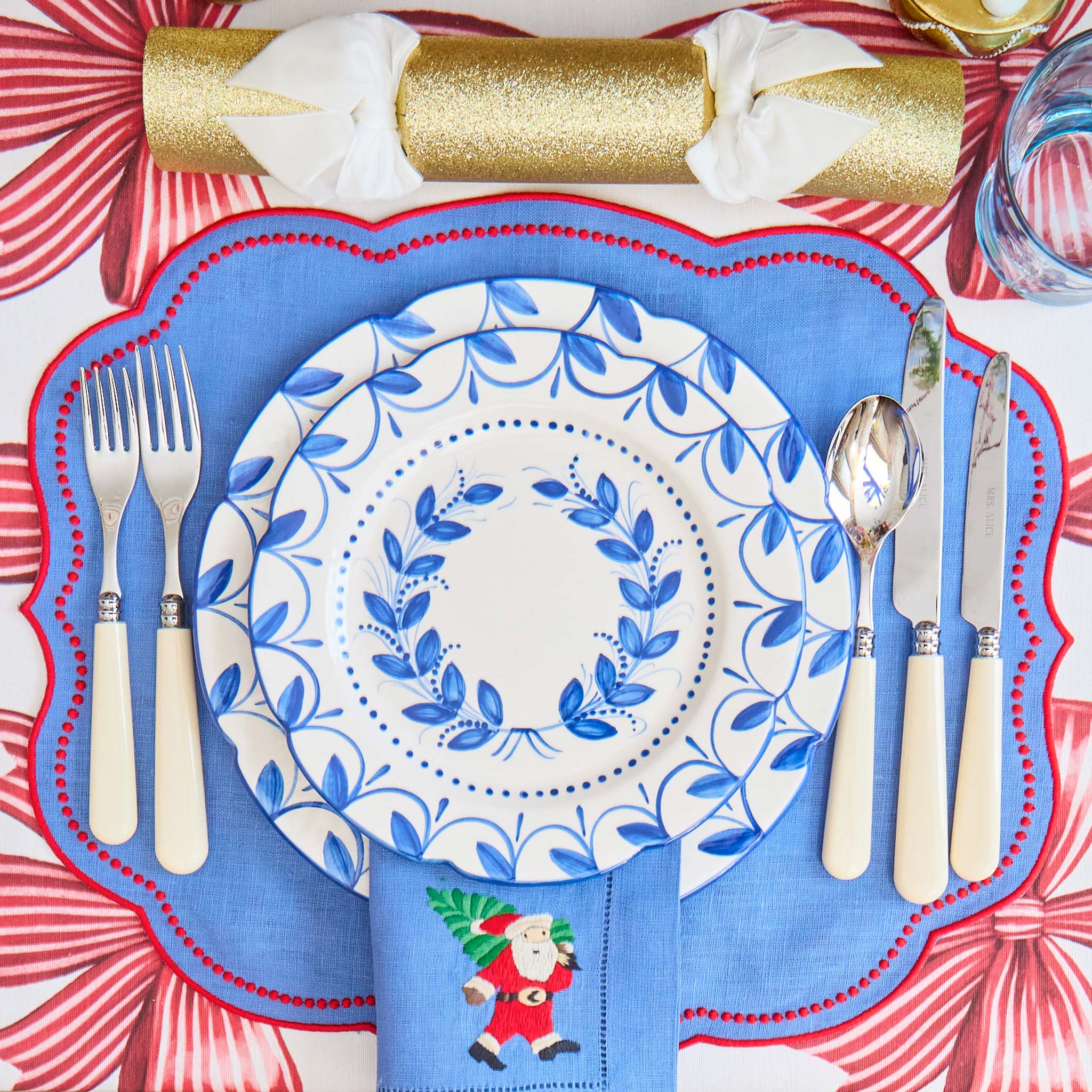 Eloise Blue & Red Placemats (Set of 4)