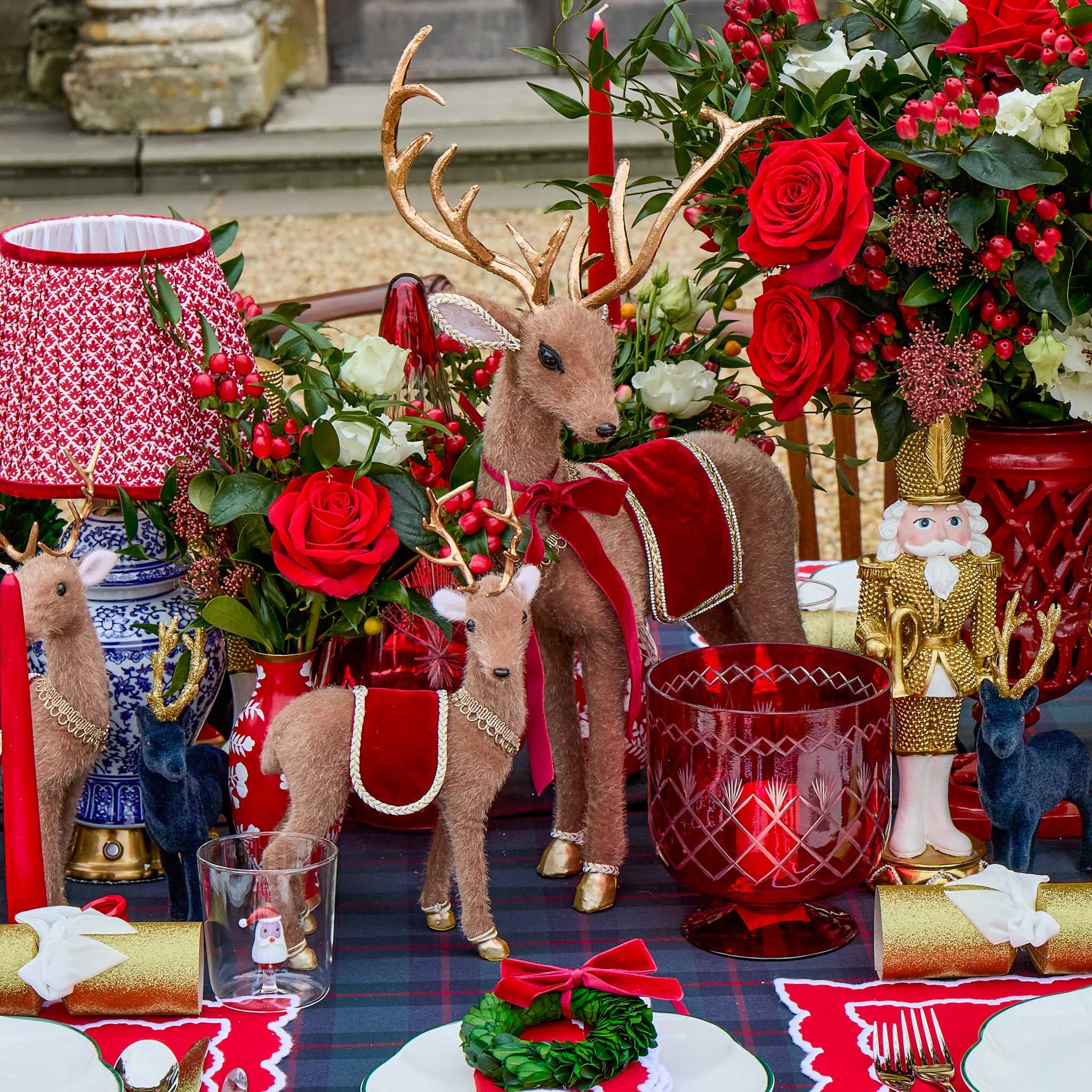 Large Taupe & Gold Deers (Pair)