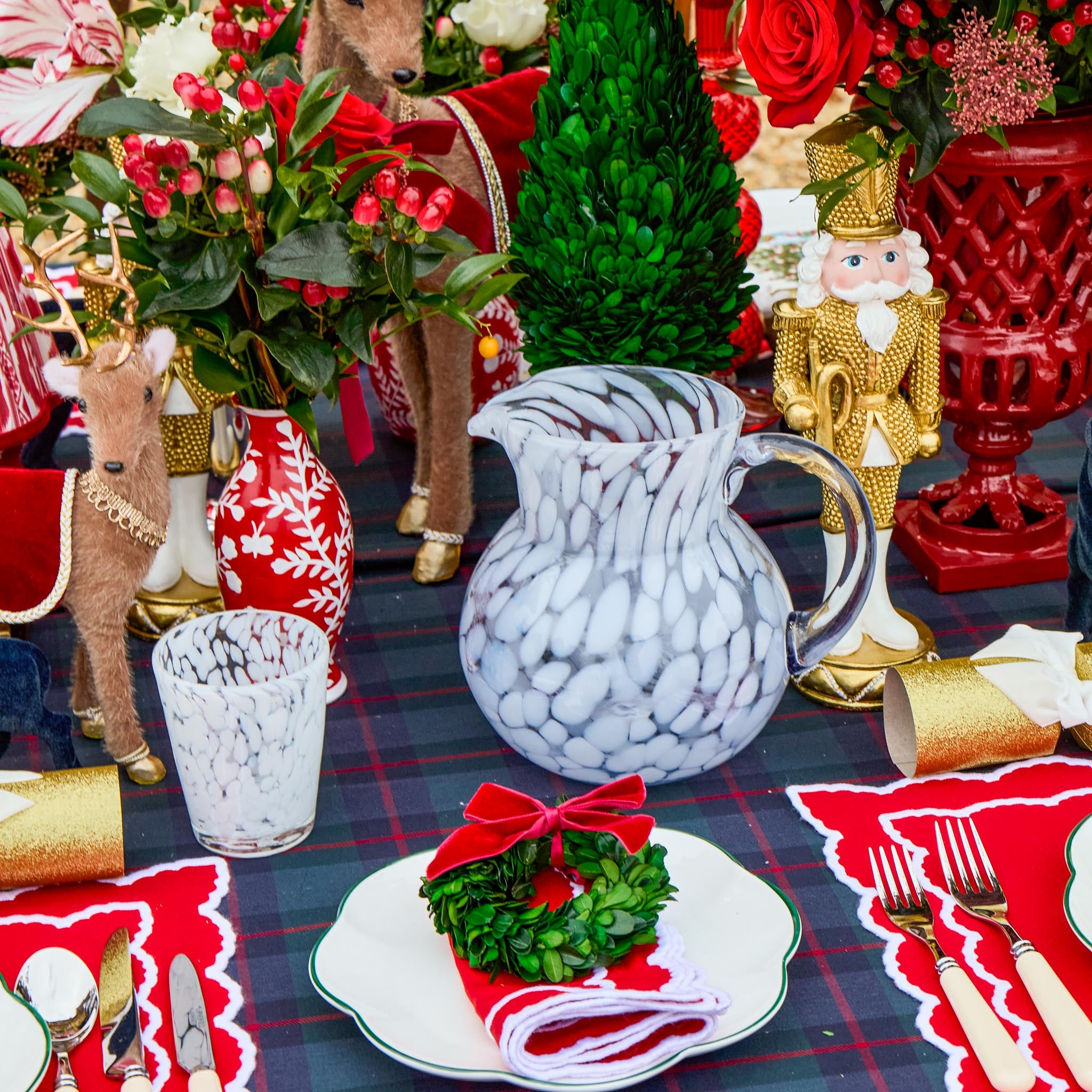 Dappled White Glasses & Jug Set