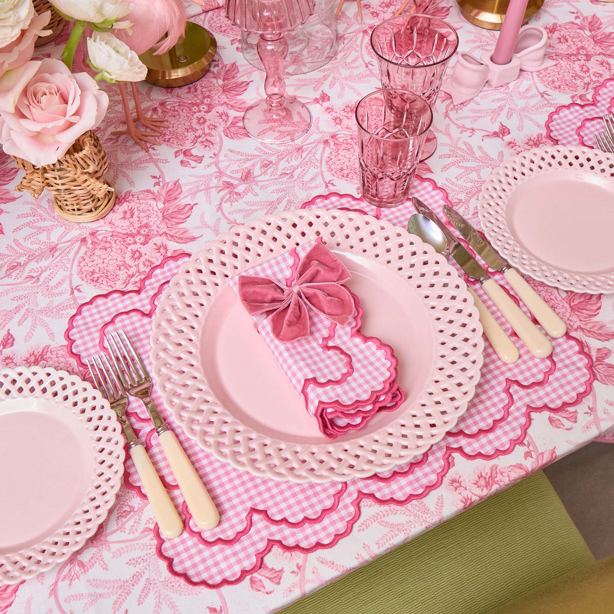 Pink Basketweave Dinner Plate