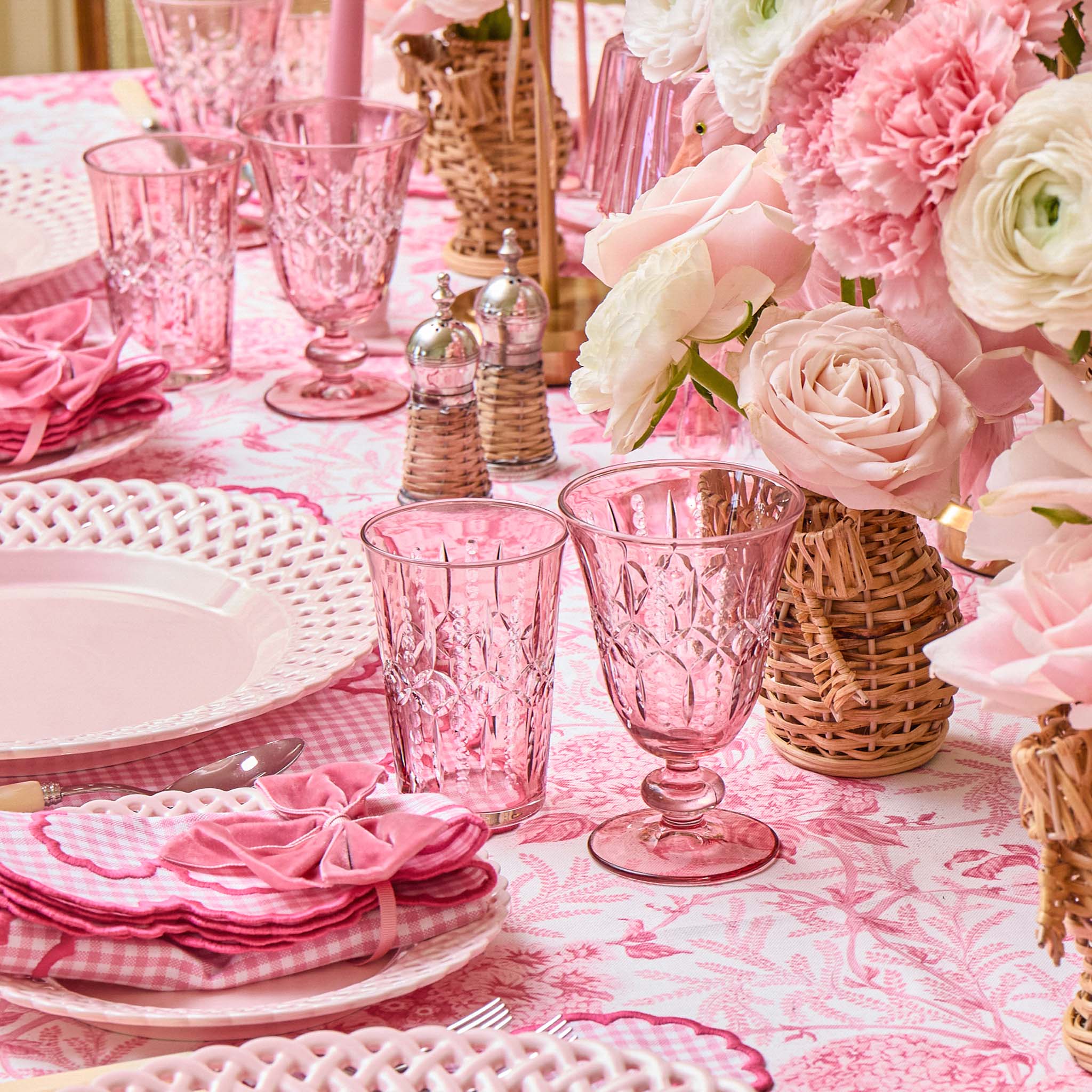 Pink Chloe Engraved Glassware (Set of 8)