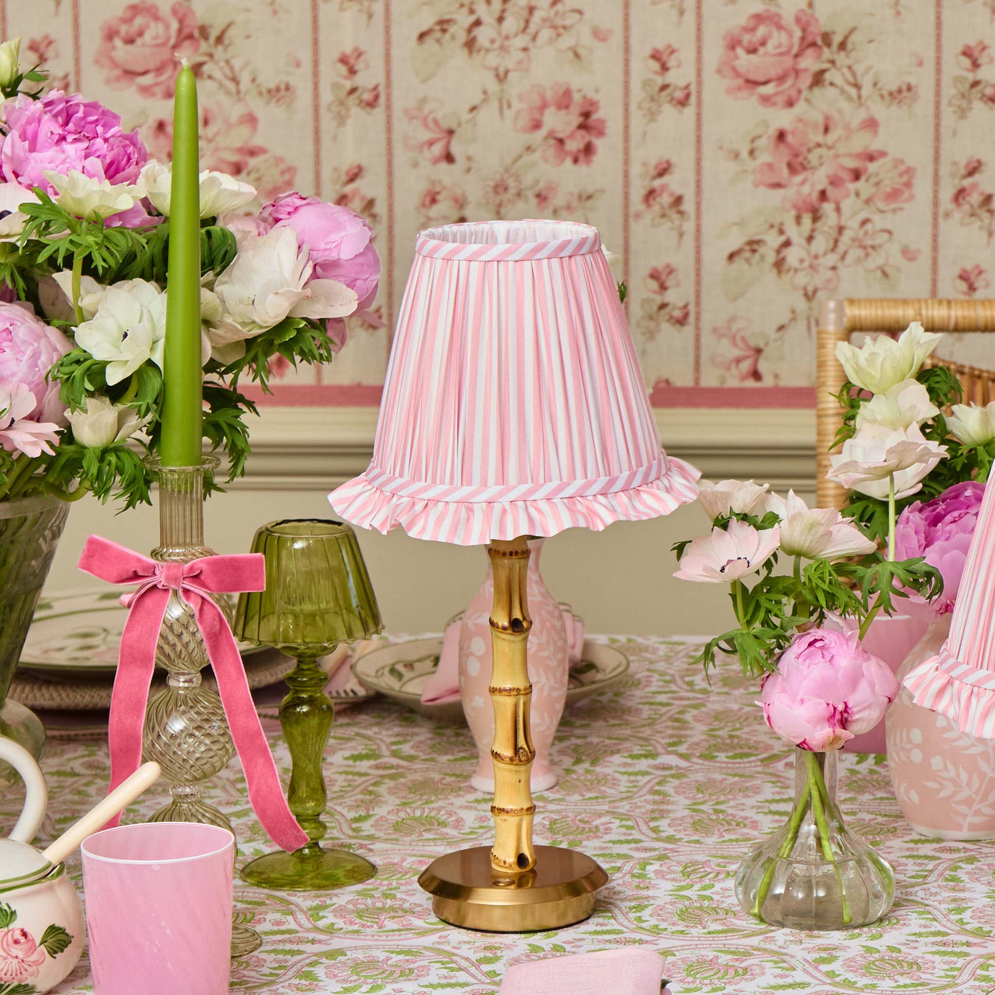 Pink Striped Ruffle Lampshade (18cm)