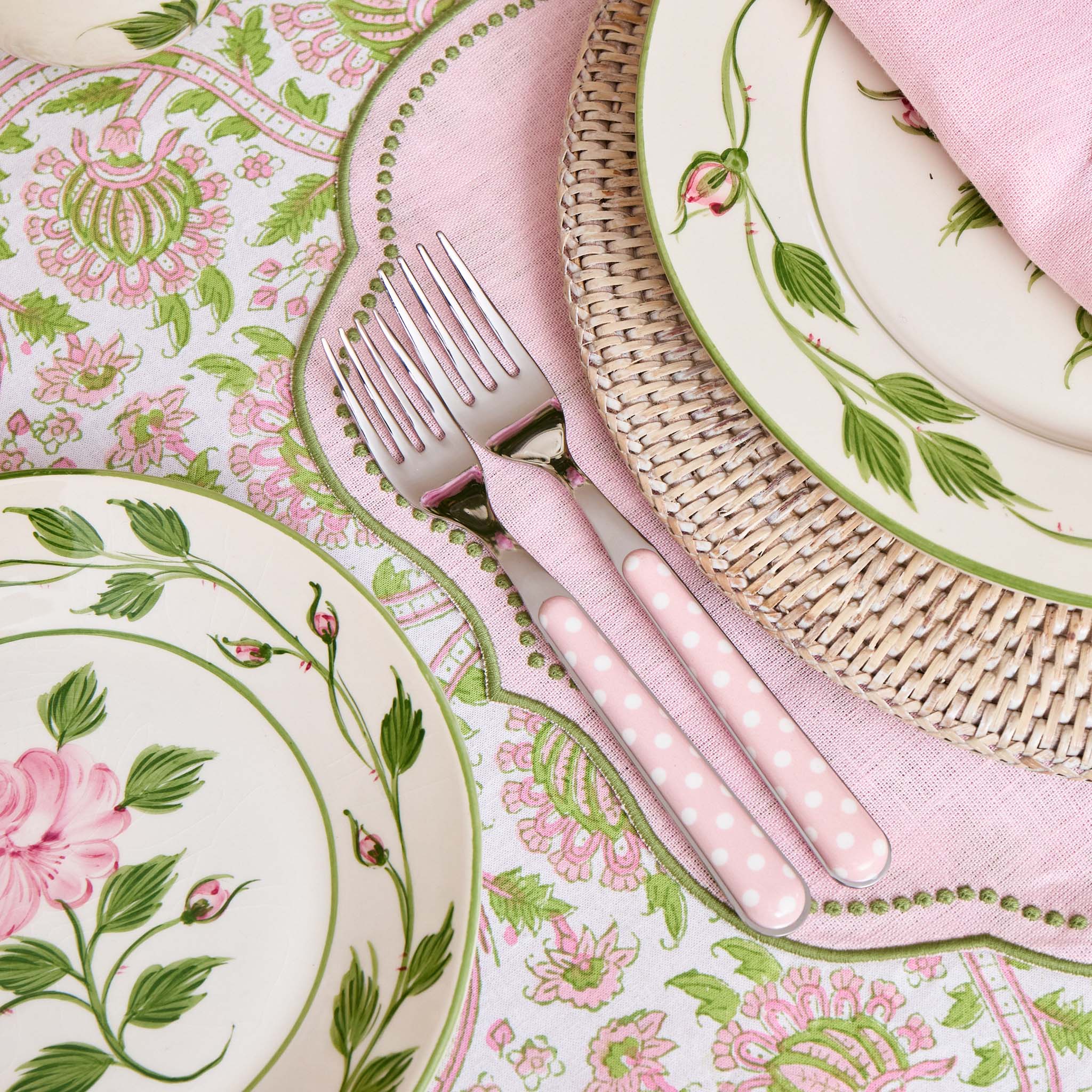 Eloise Pink & Green Linen Placemats (Set of 4)