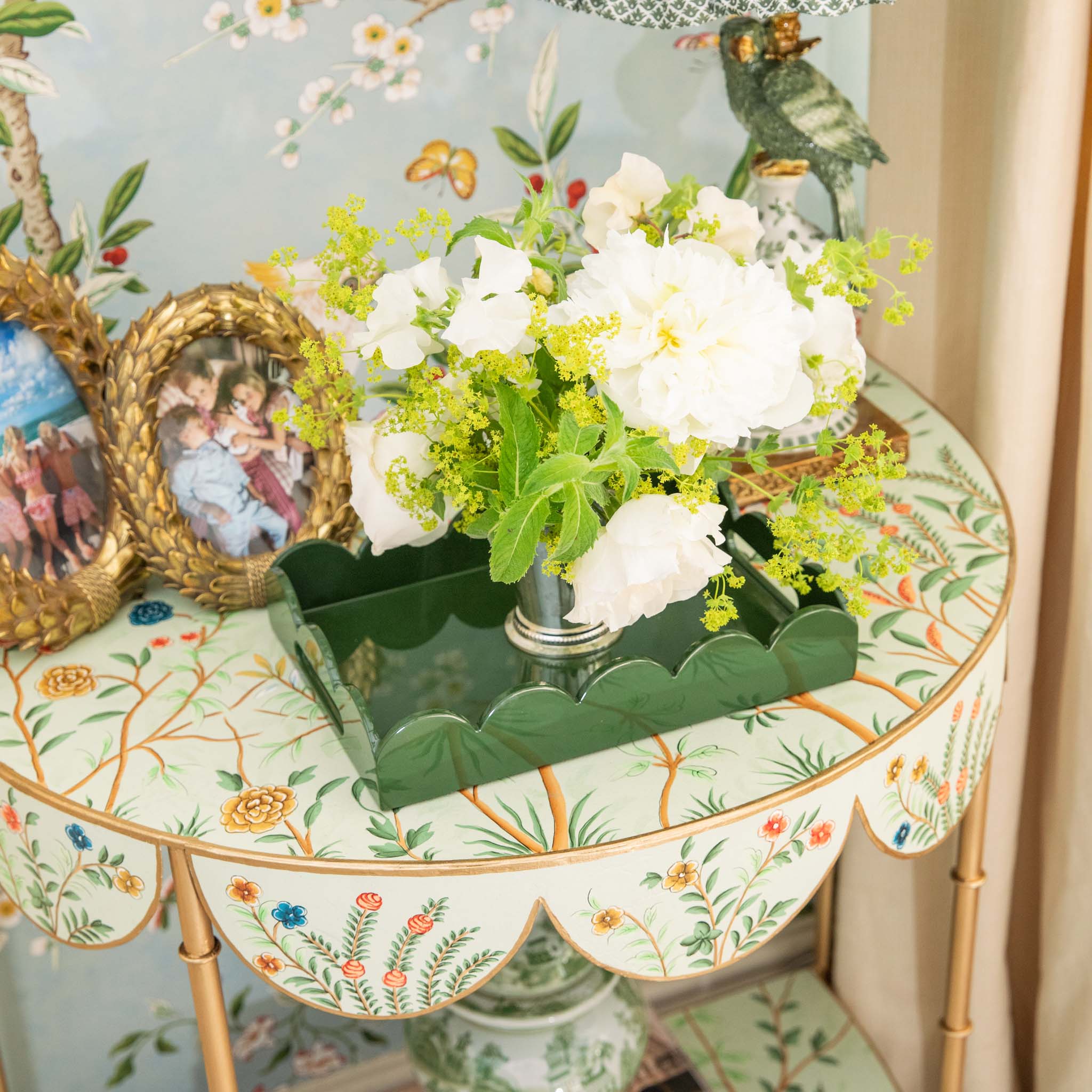 Small Olive Scalloped Lacquer Tray