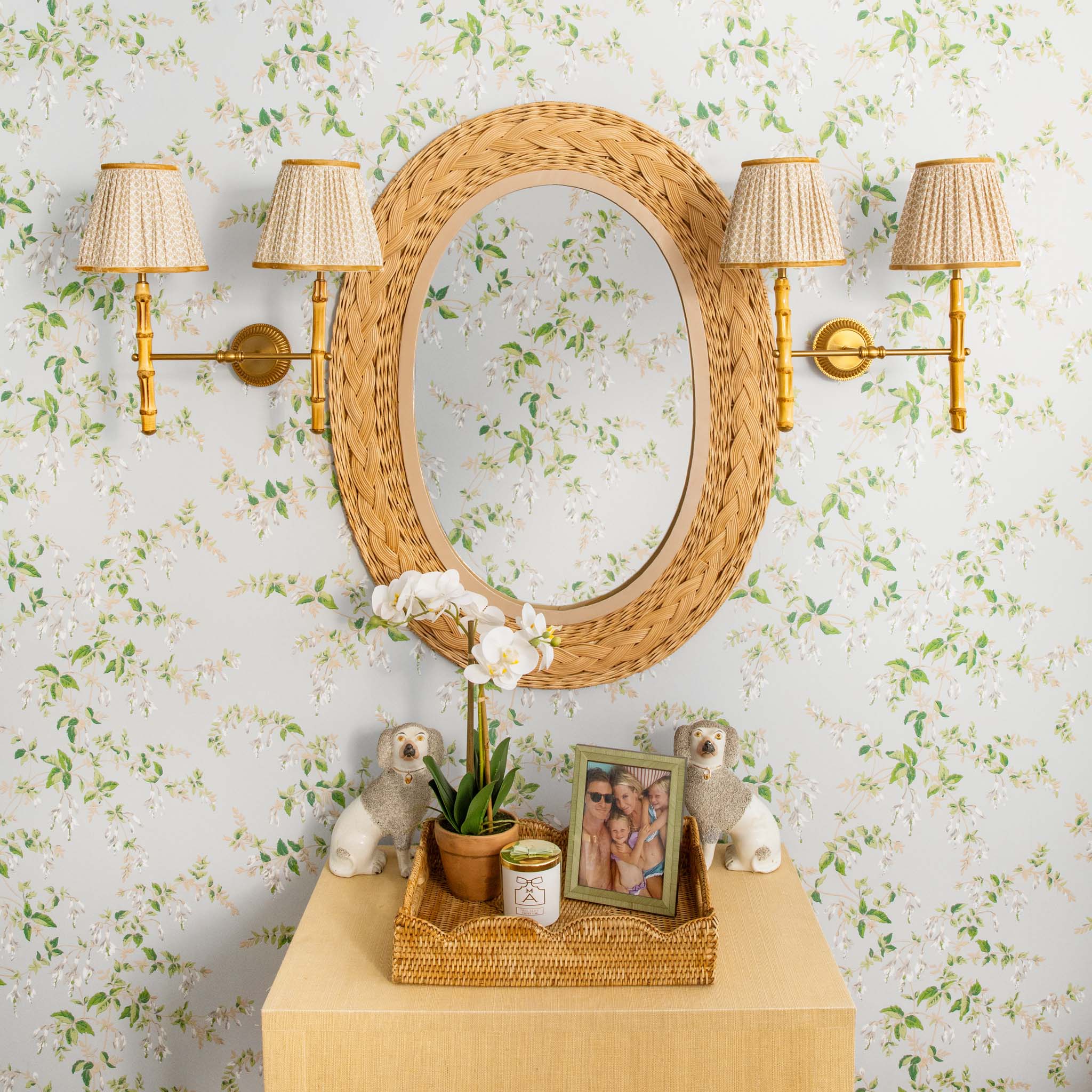 Oval Braided Rattan Mirror