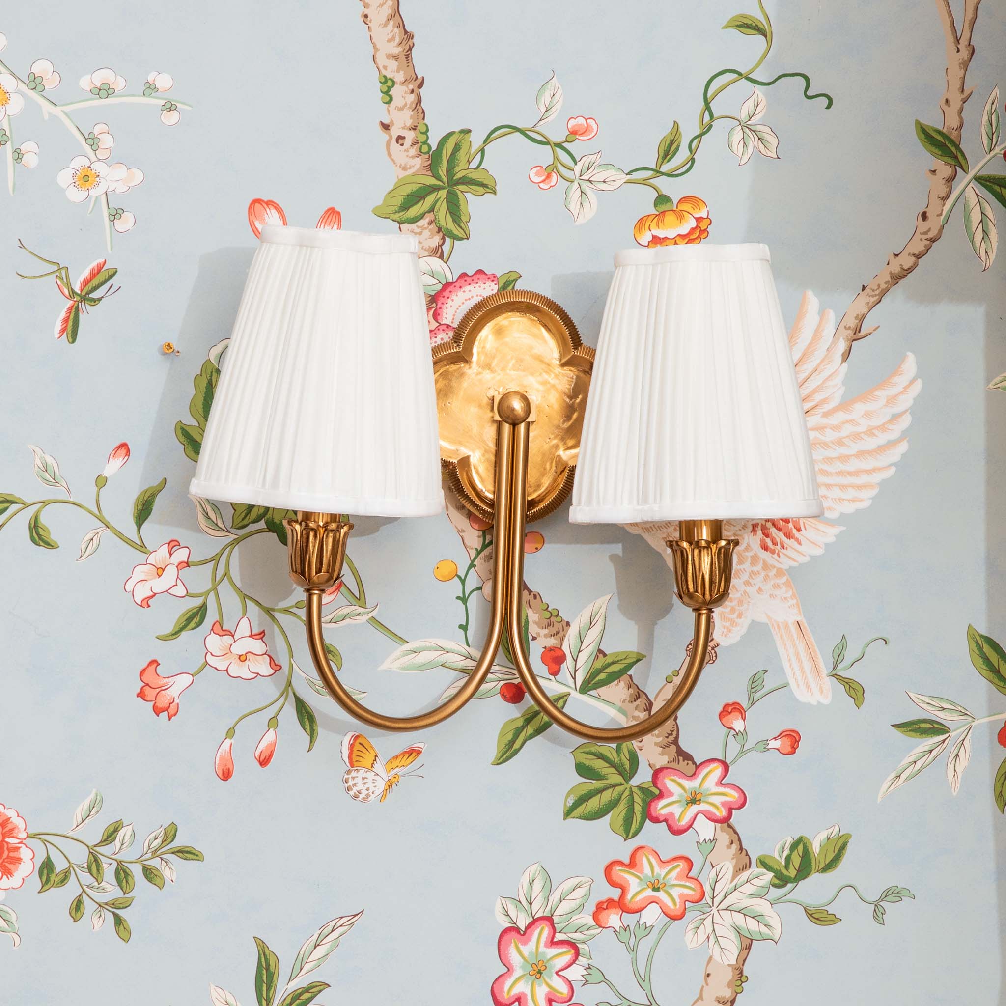 Quatrefoil Rechargeable Double Wall Light with Cream Shades (14cm)