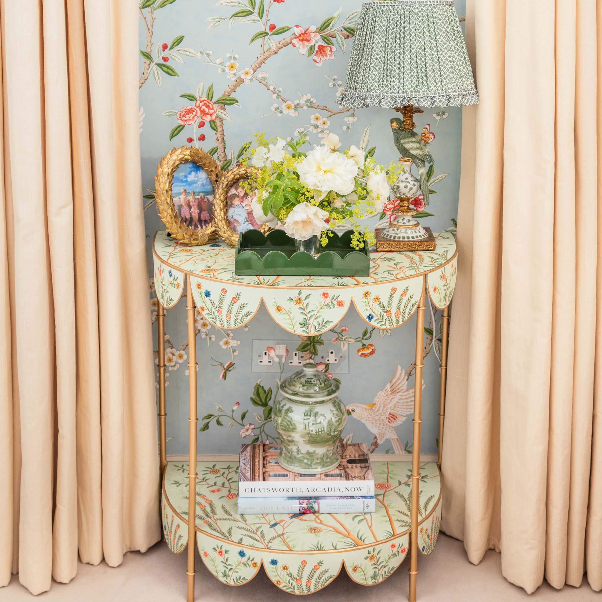 Small Green Chinoiserie Ginger Jar