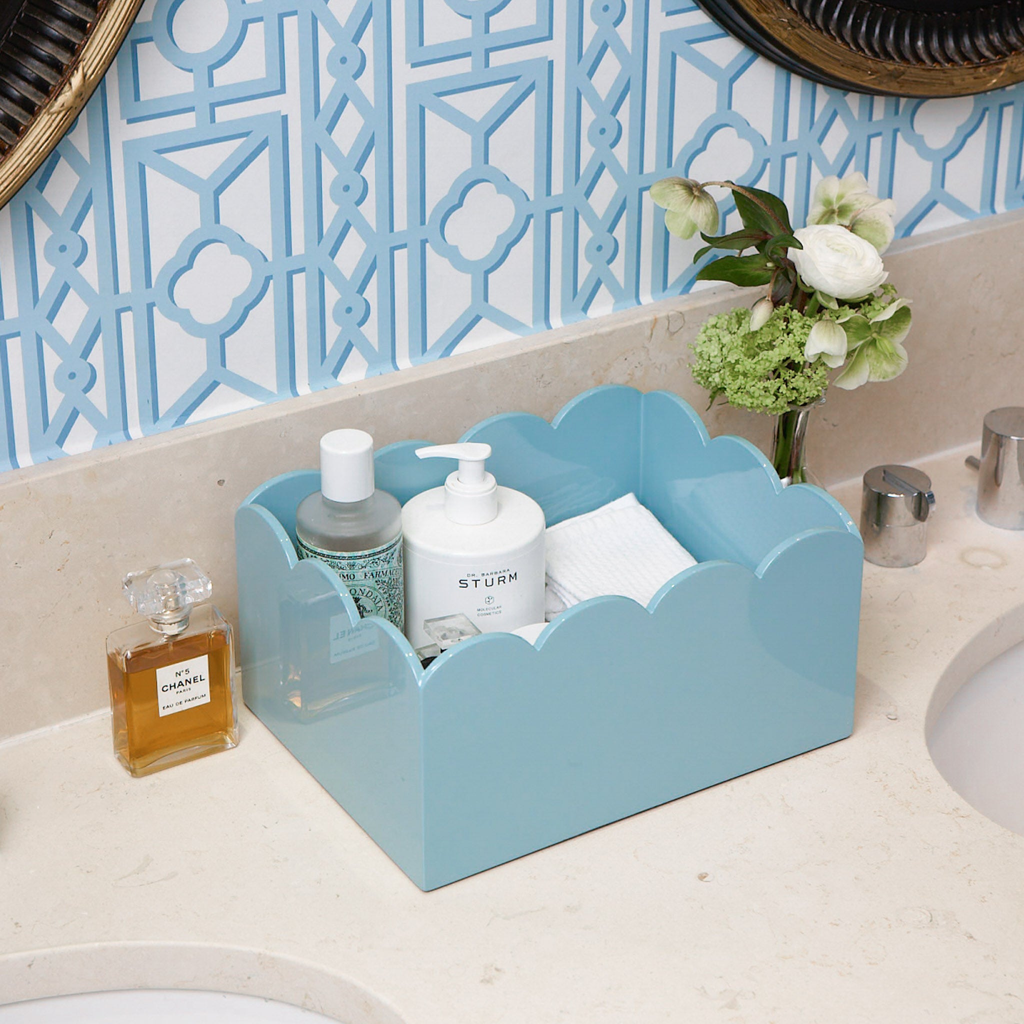 Soft Blue Lacquer Storages Boxes (Set of 2)