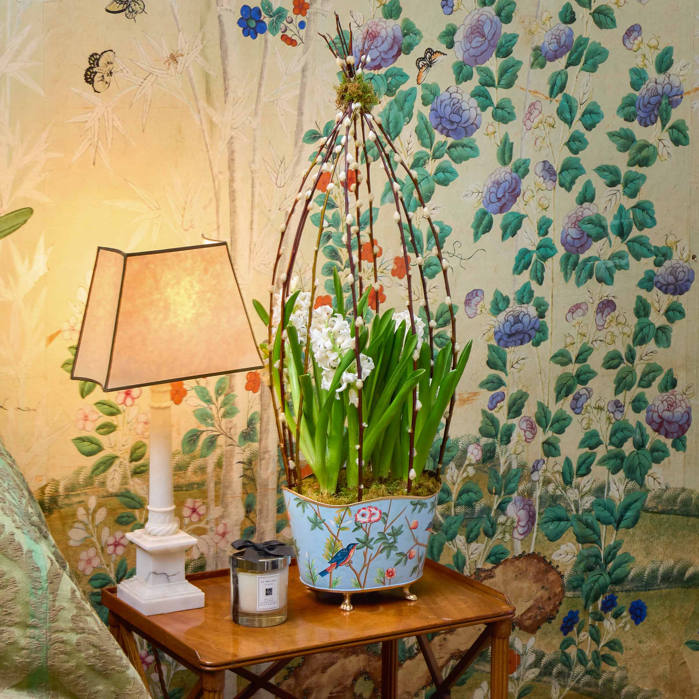 Blue Chinoiserie Tole Planter