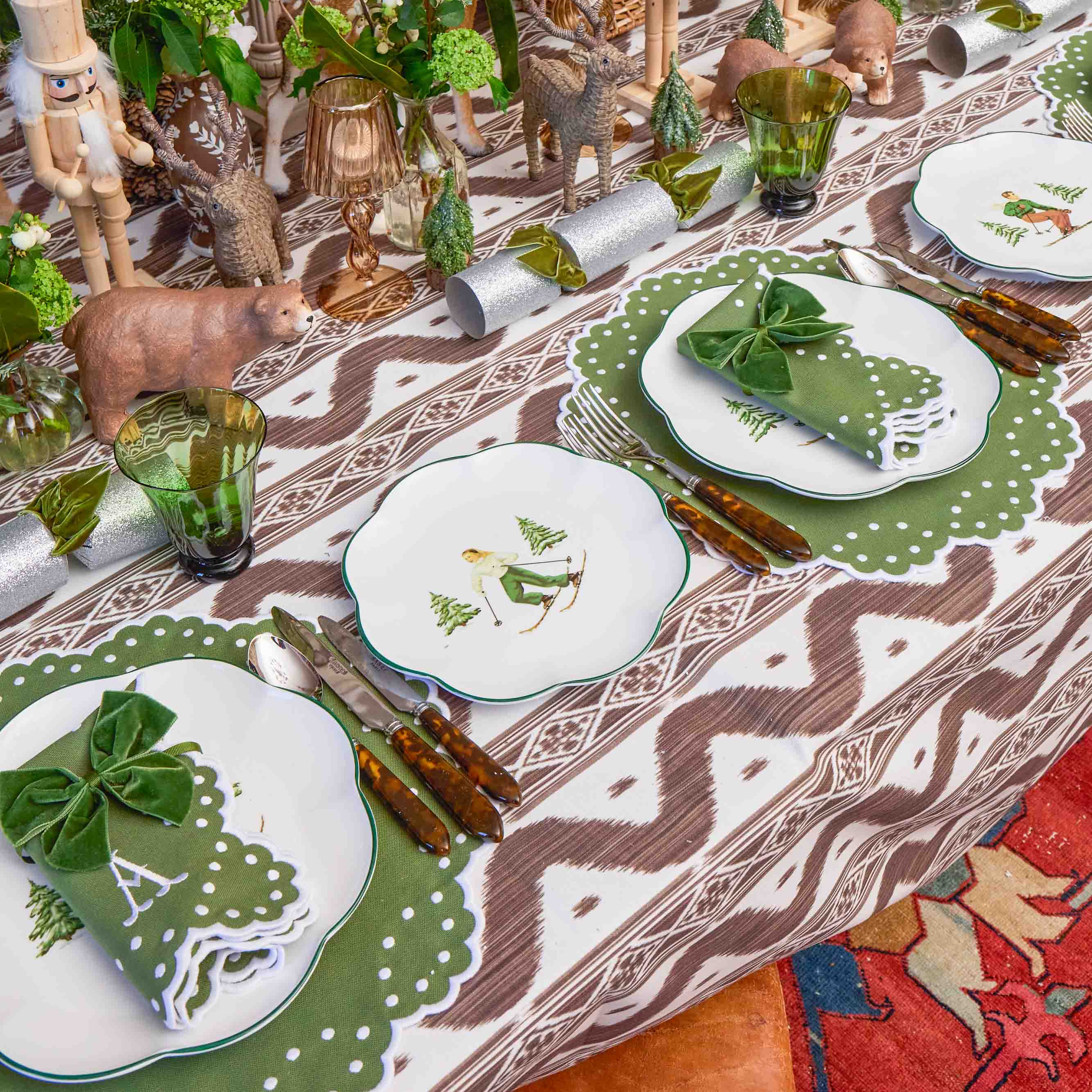 Forest Green Velvet Napkin Bows (Set of 4)