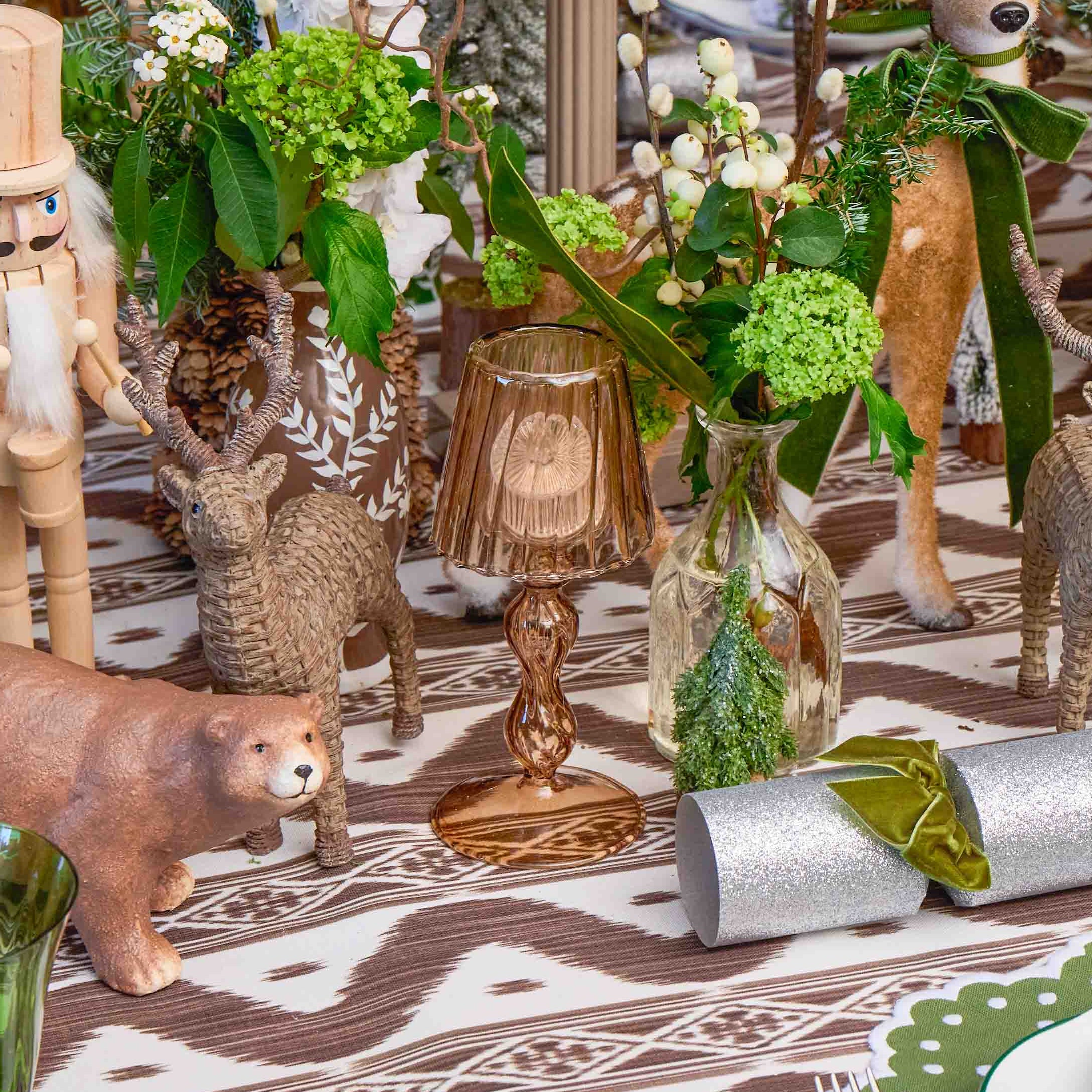 Chestnut Glass Lantern Tea Light Holder (Pair) - 18cm