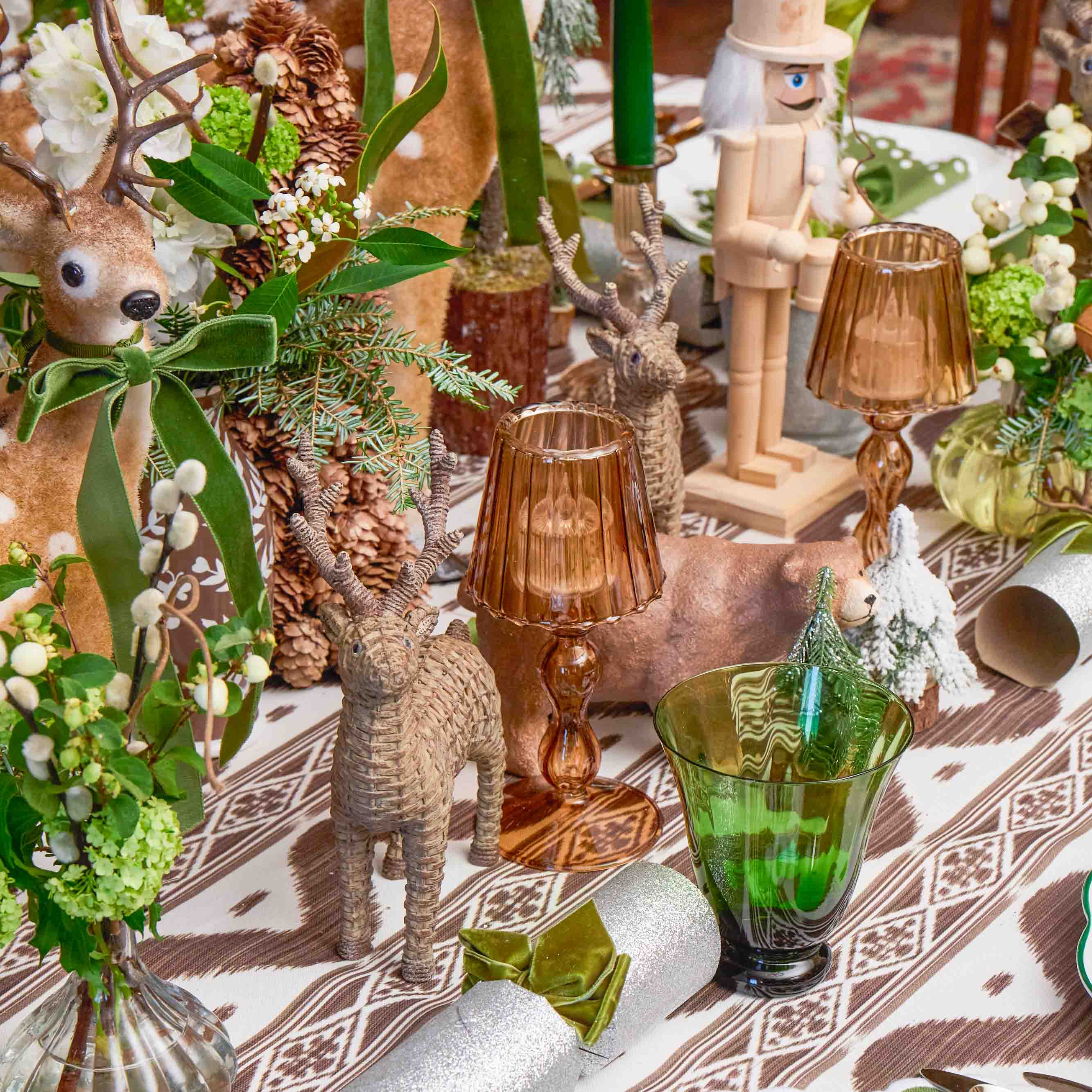 Chestnut Glass Lantern Tea Light Holder (Pair) - 18cm