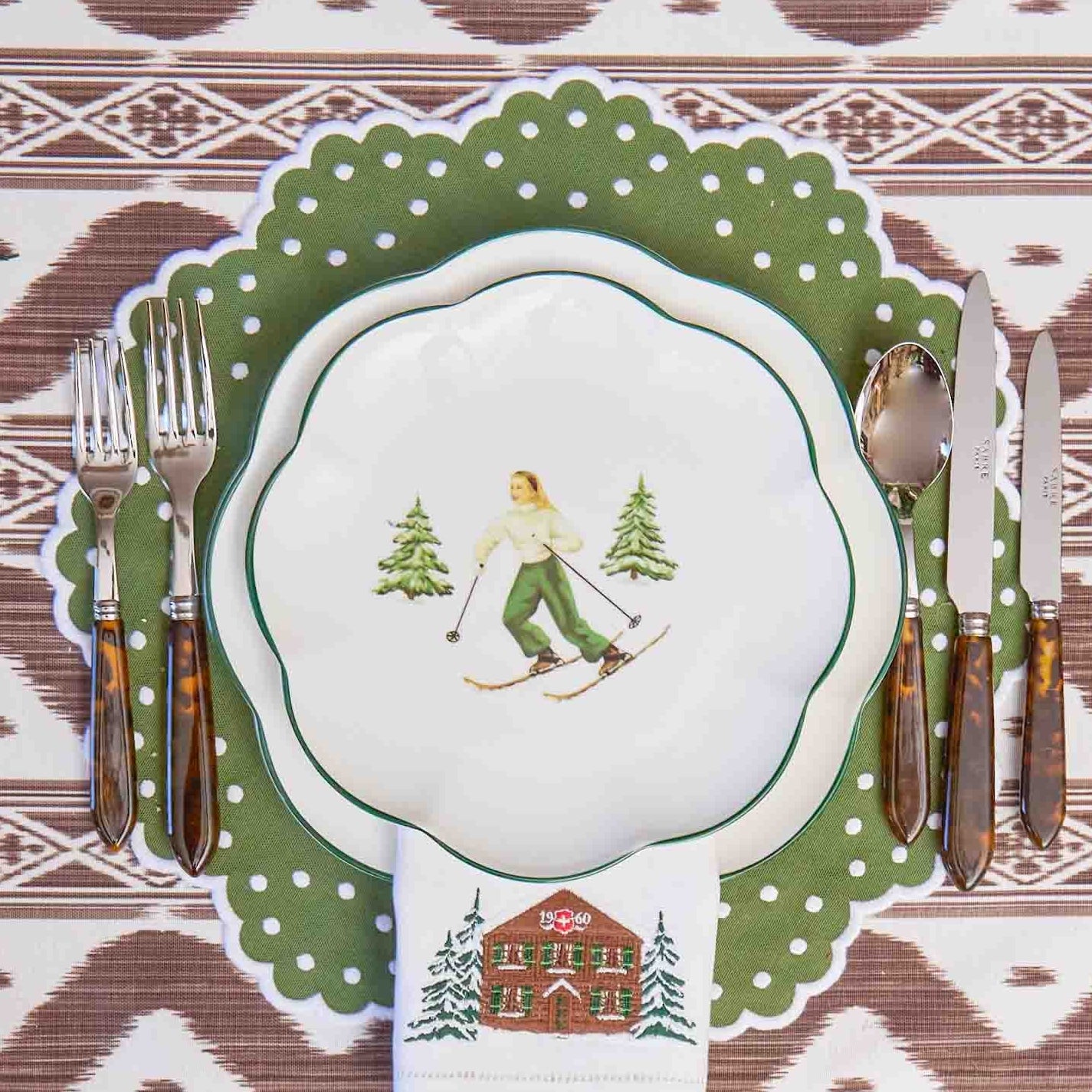 Alpine Chalet White Linen Napkins (Set of 4)