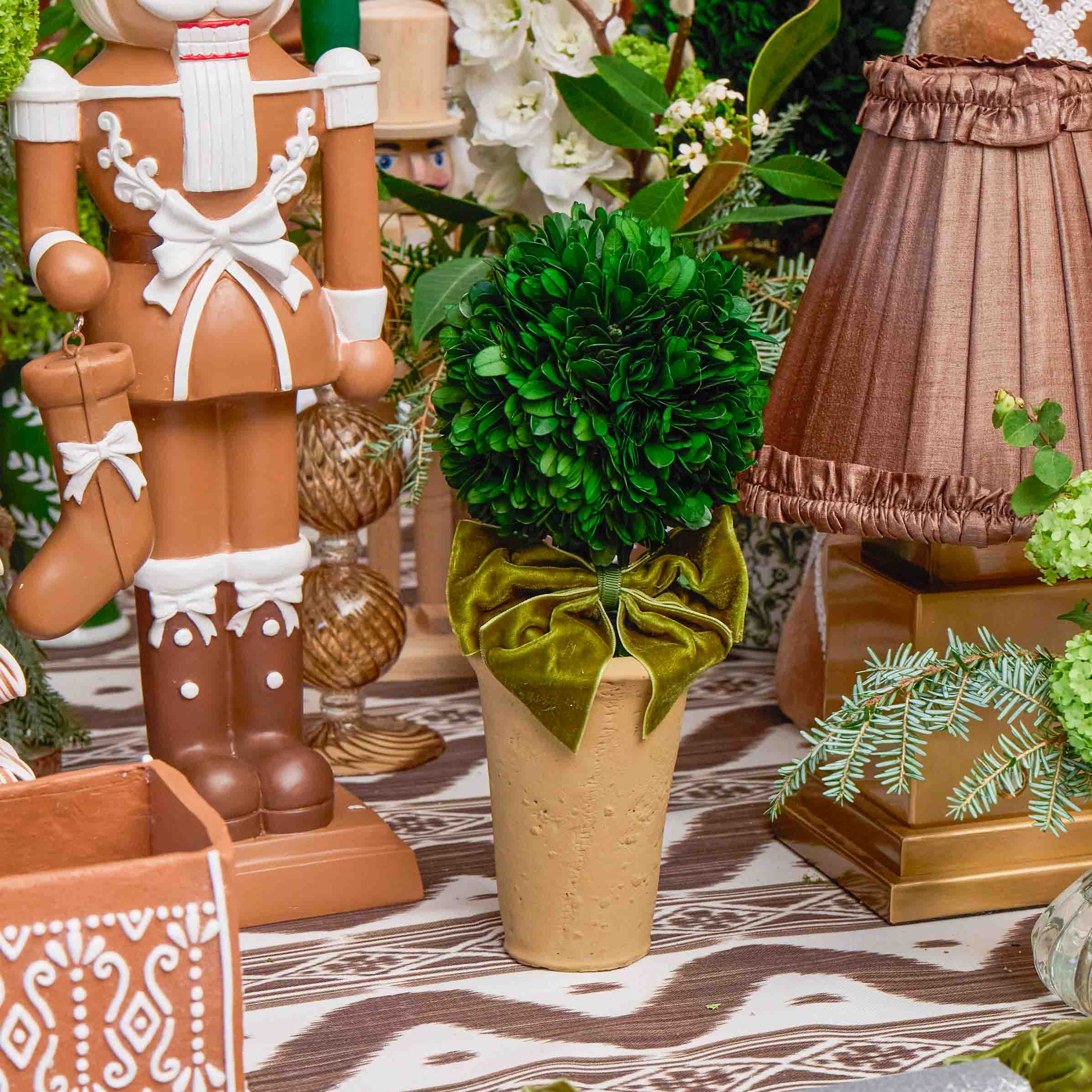 Ribboned Potted Boxwood Ball (Pair)