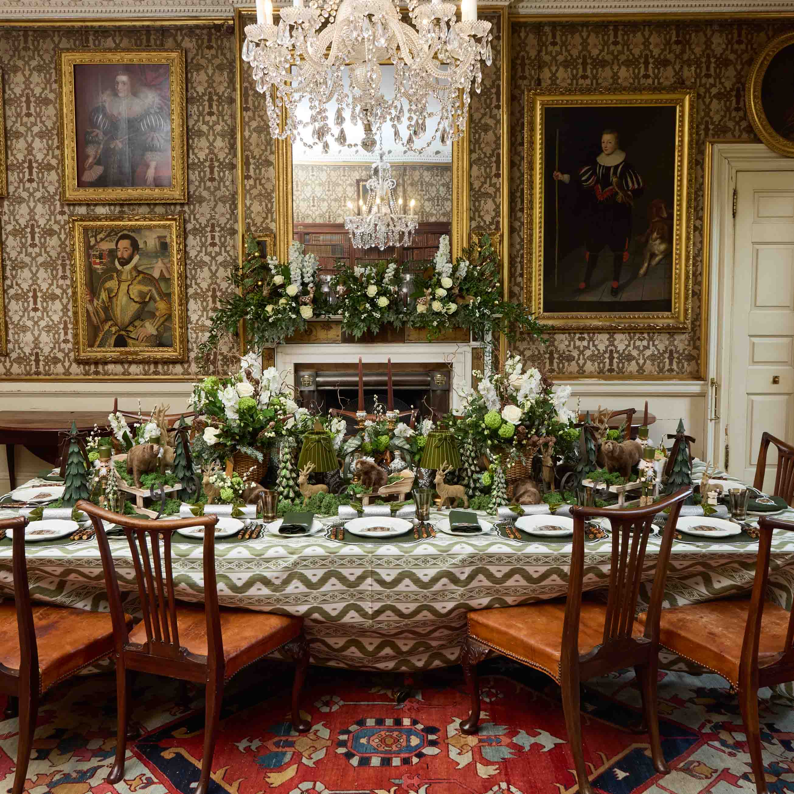 Eloise Forest Green Linen Placemats & Chalet Napkins (Set of 4)