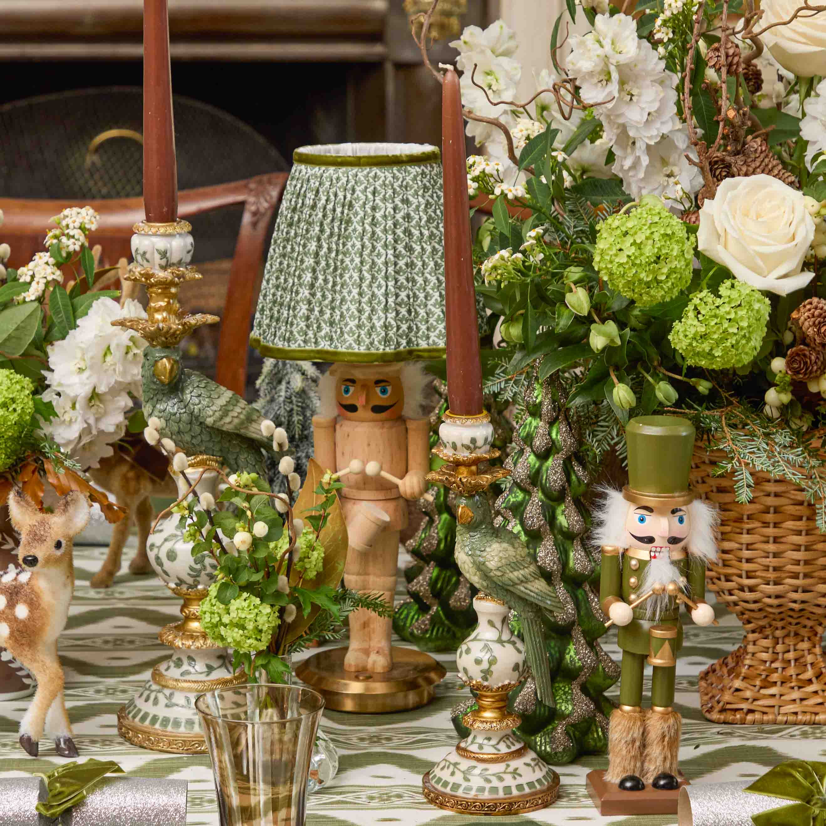 Small Olive Parrot Candle Holder (Pair)