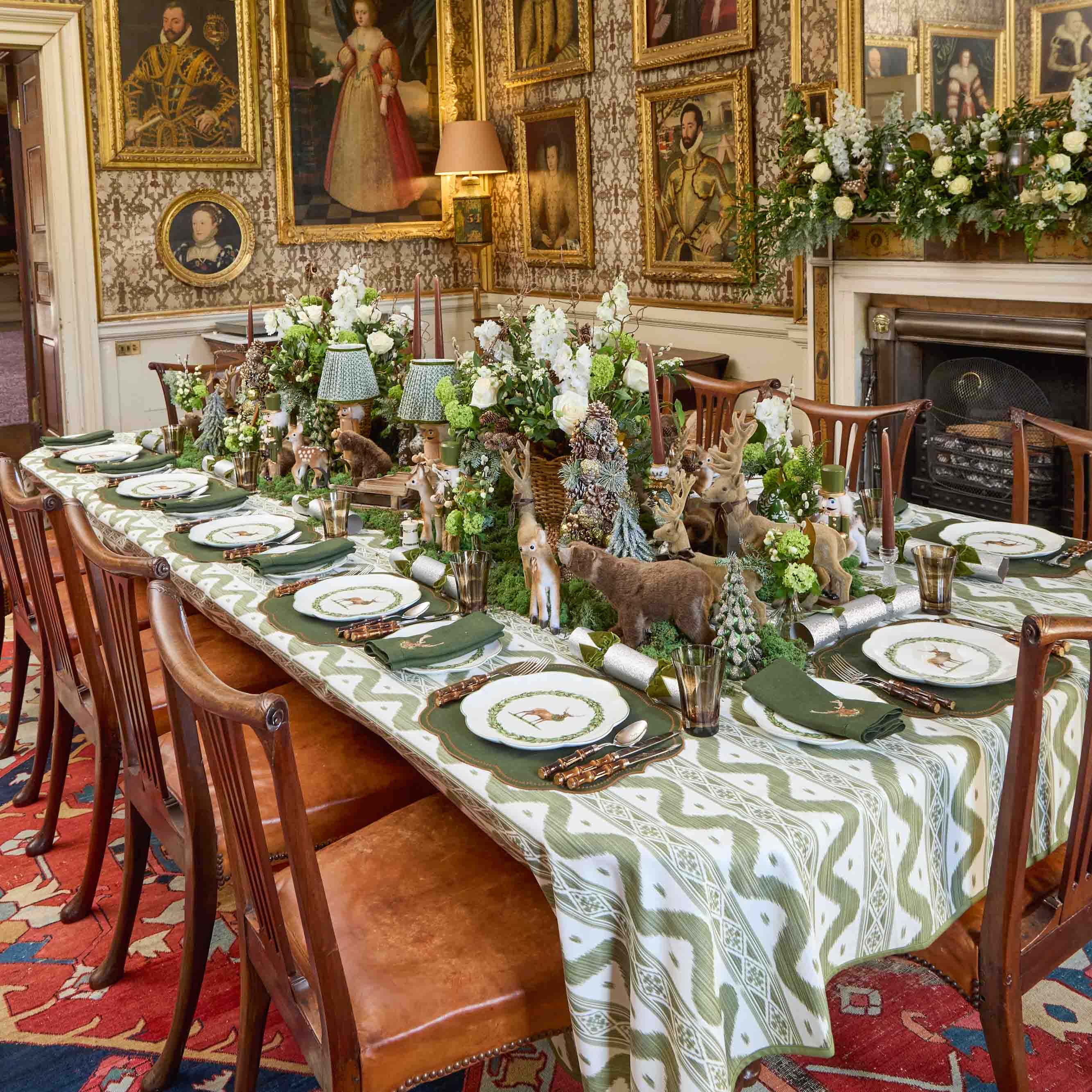 Olive Green Ikat Tablecloth