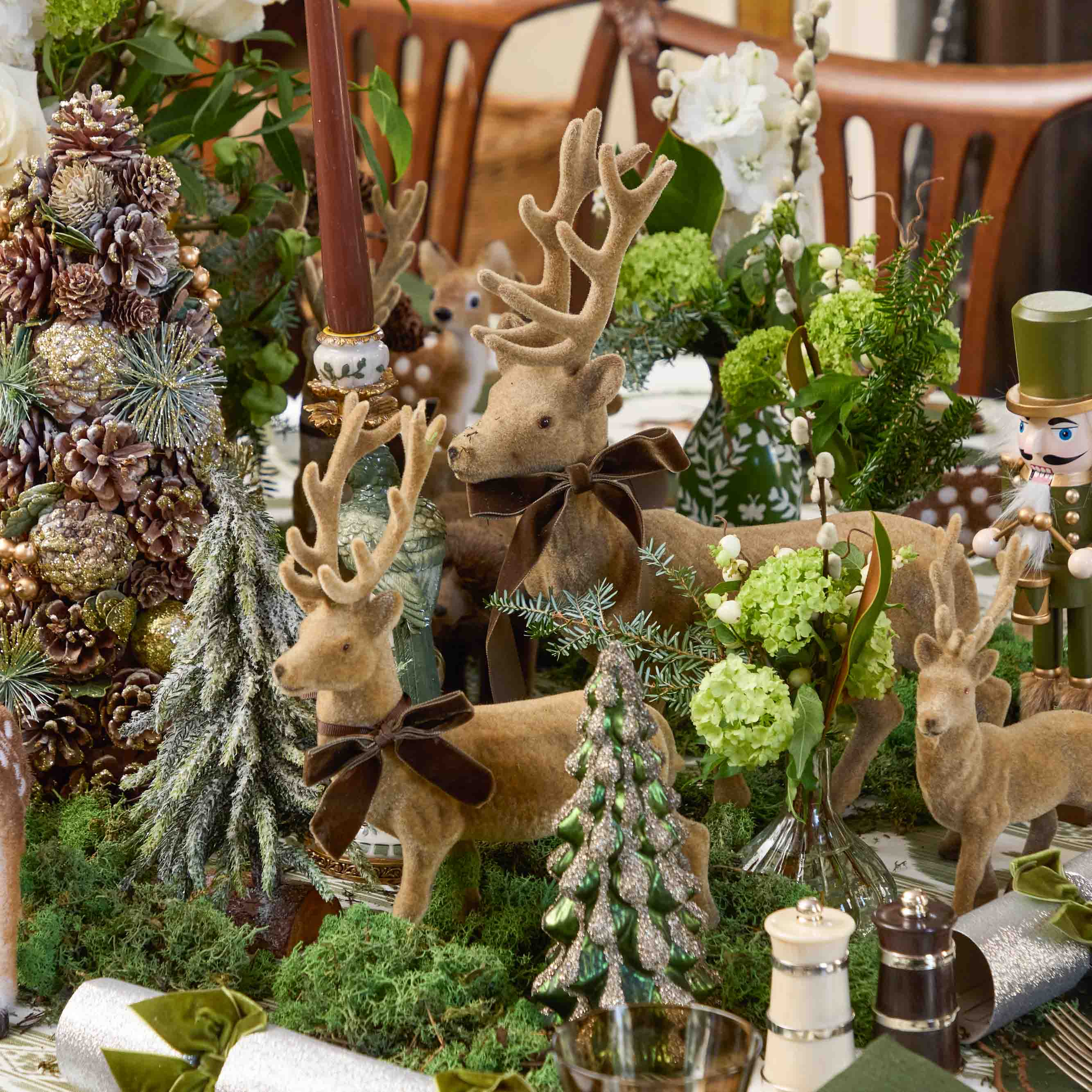 Taupe Velvet Reindeers (Pair)