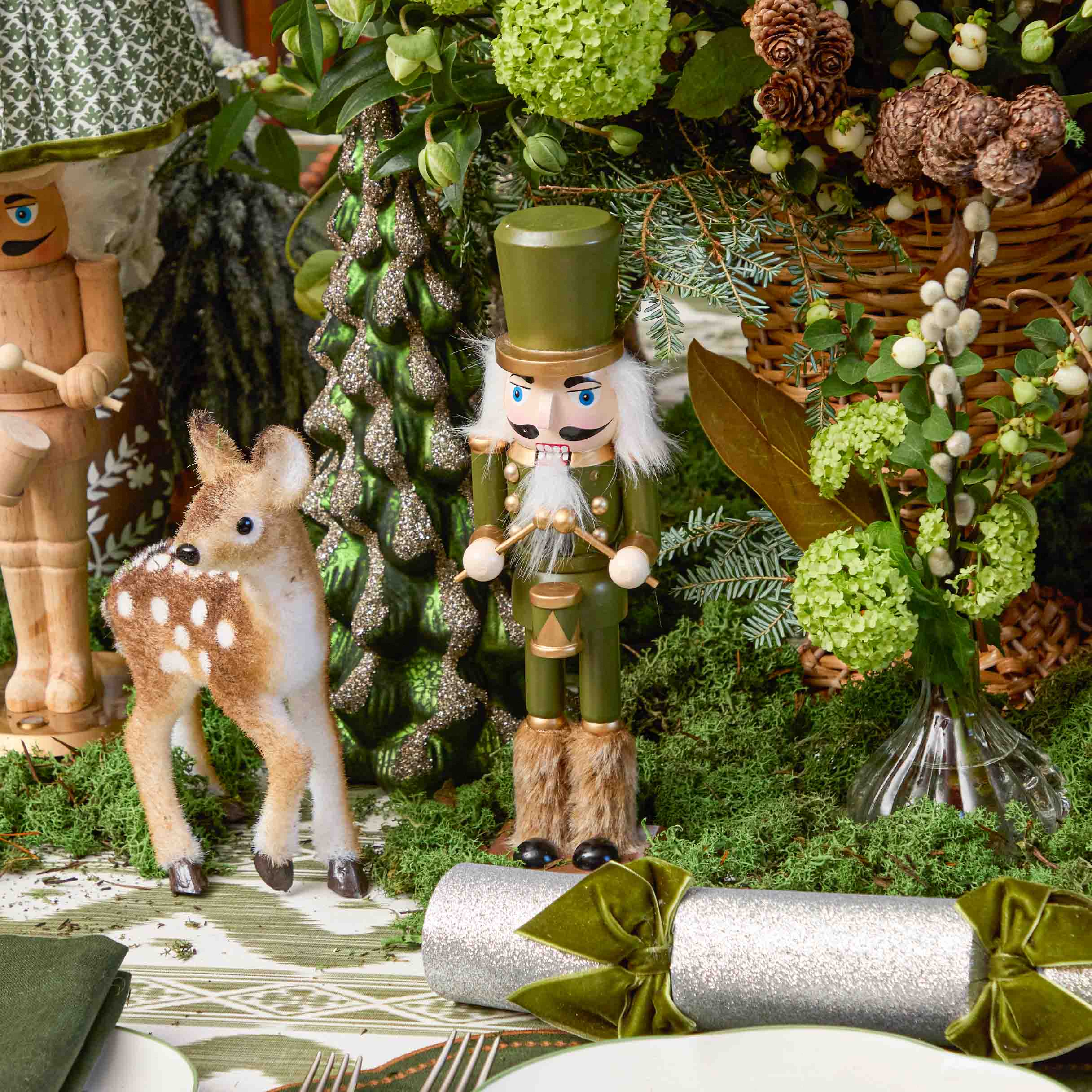 Green Fur Booted Nutcracker (Pair)