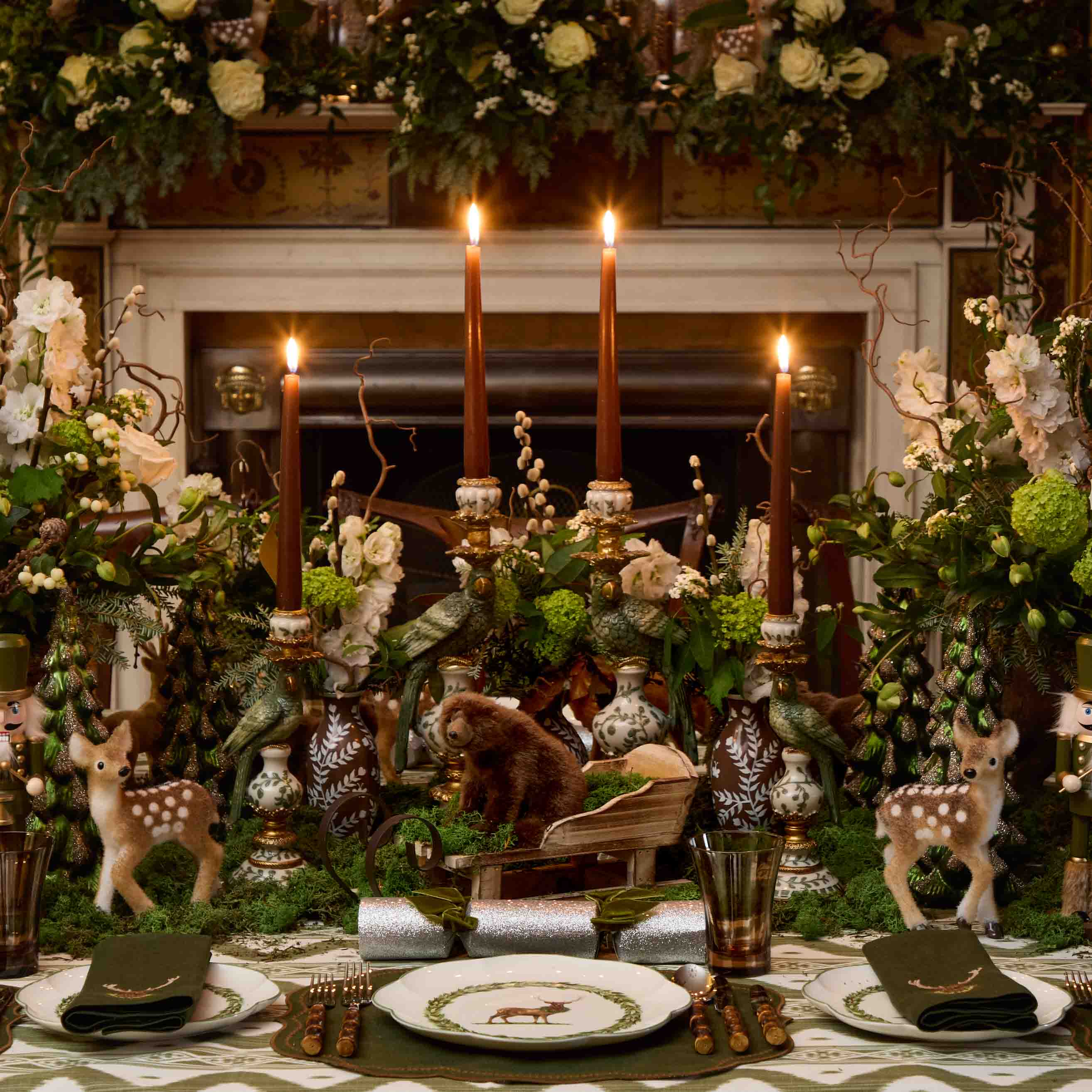 Small Olive Parrot Candle Holder (Pair)