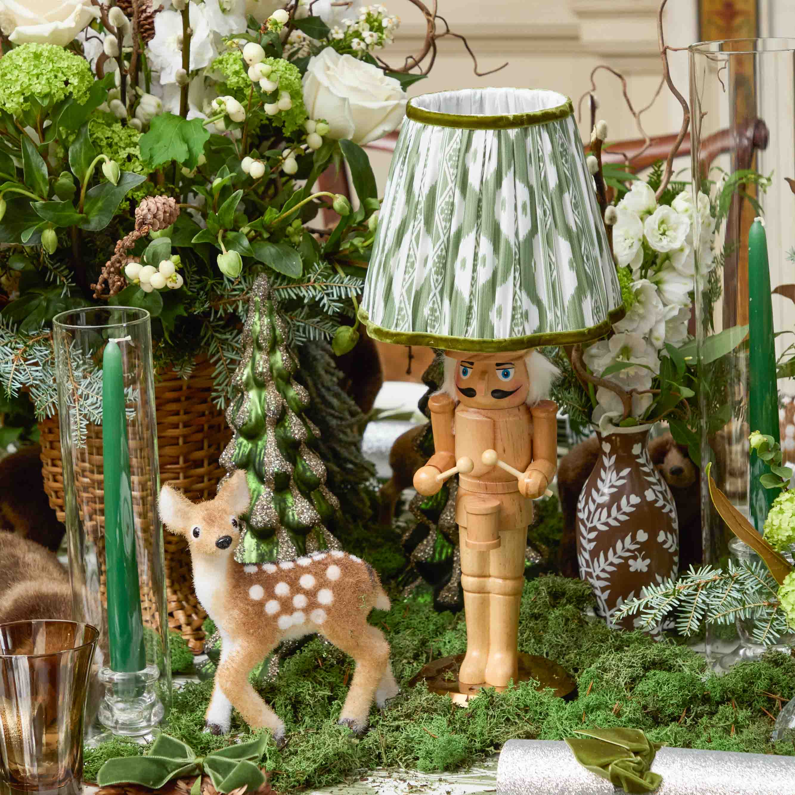 Olive Green Ikat Lampshade (18cm)