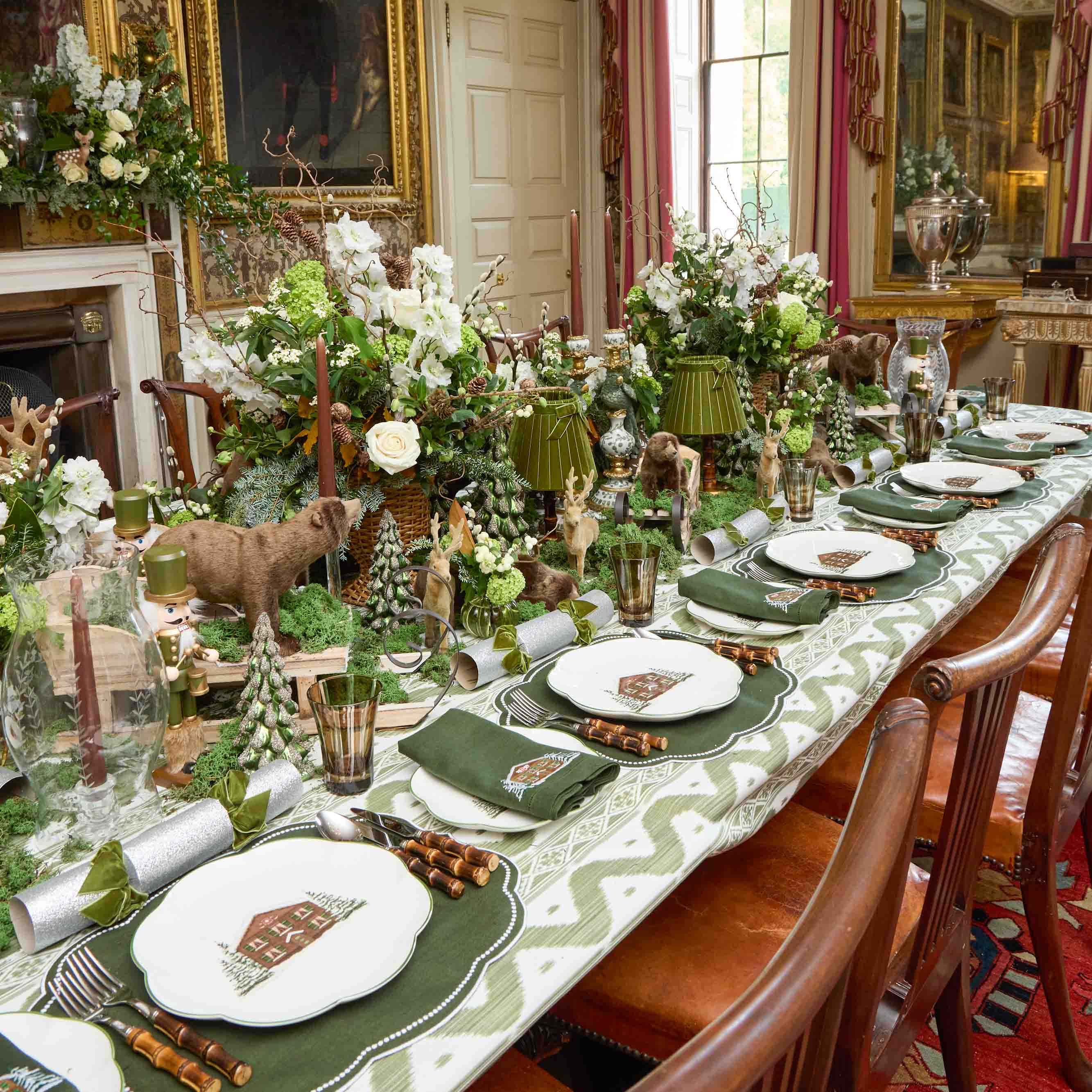 Alpine Chalet Forest Green Linen Napkins (Set of 4)