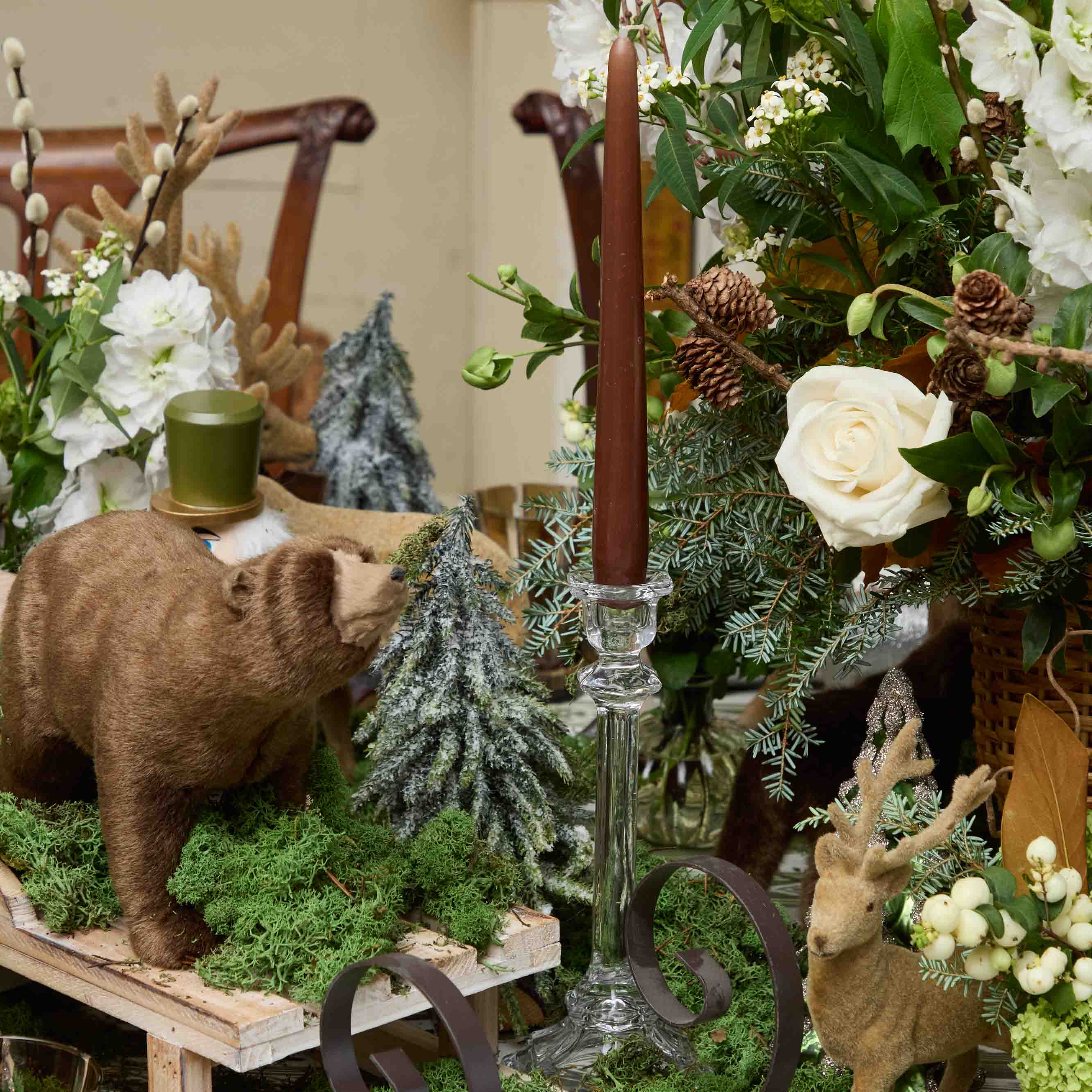 Glass Column Candle Holders (Pair)