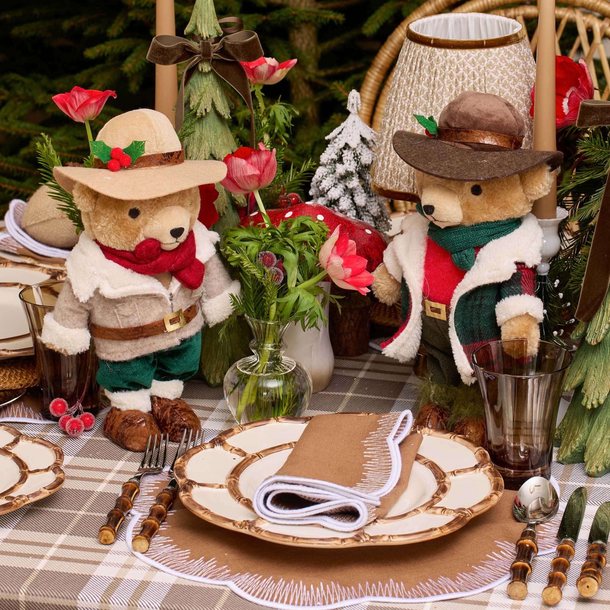 Mr. & Mrs. Plaid Teddy Bear (Pair)