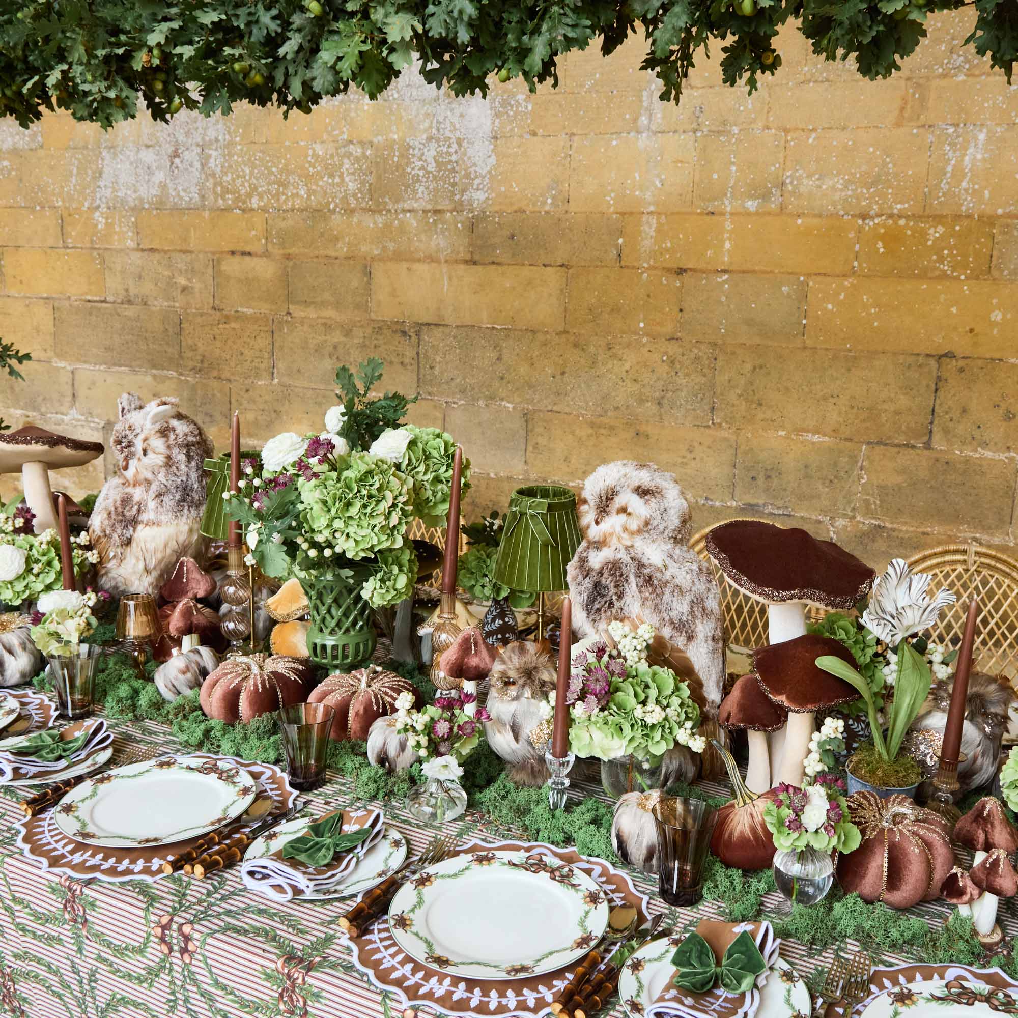 Chocolate Beaded Velvet Mushroom Family (Set of 8)