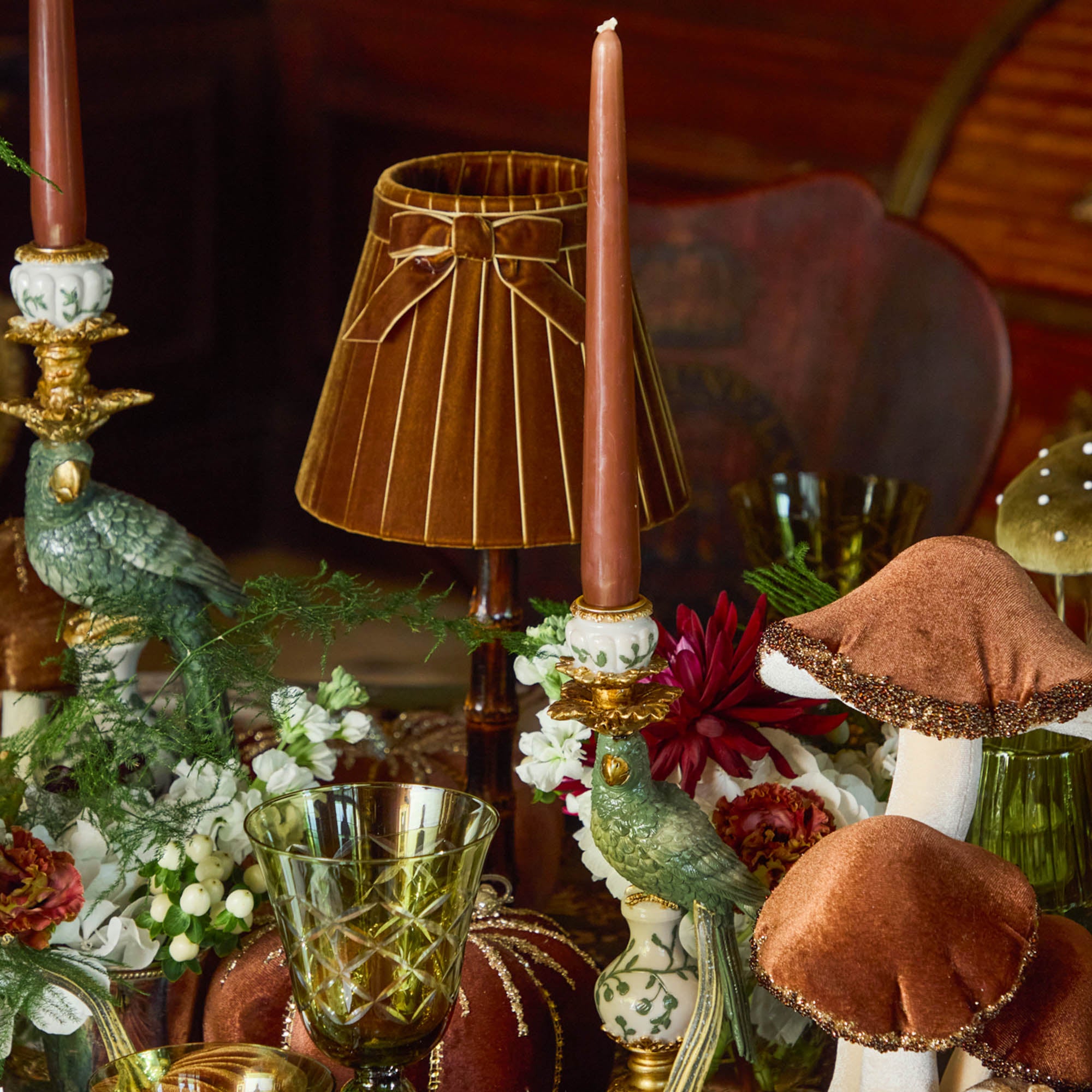 Chocolate Velvet Bow Lampshade (18cm)