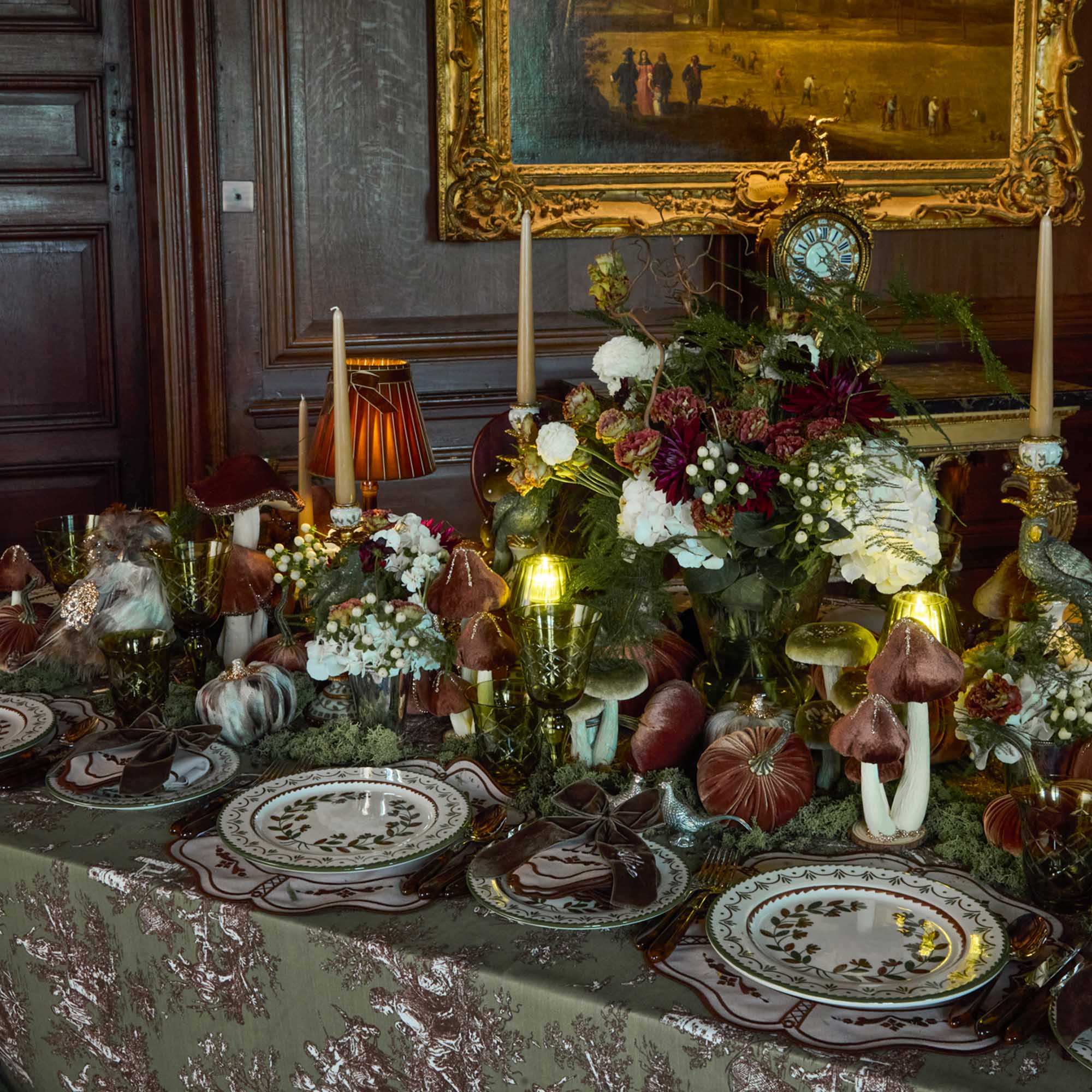 Olive Glass Lantern Tea Light Holder (Pair) - 24 cm