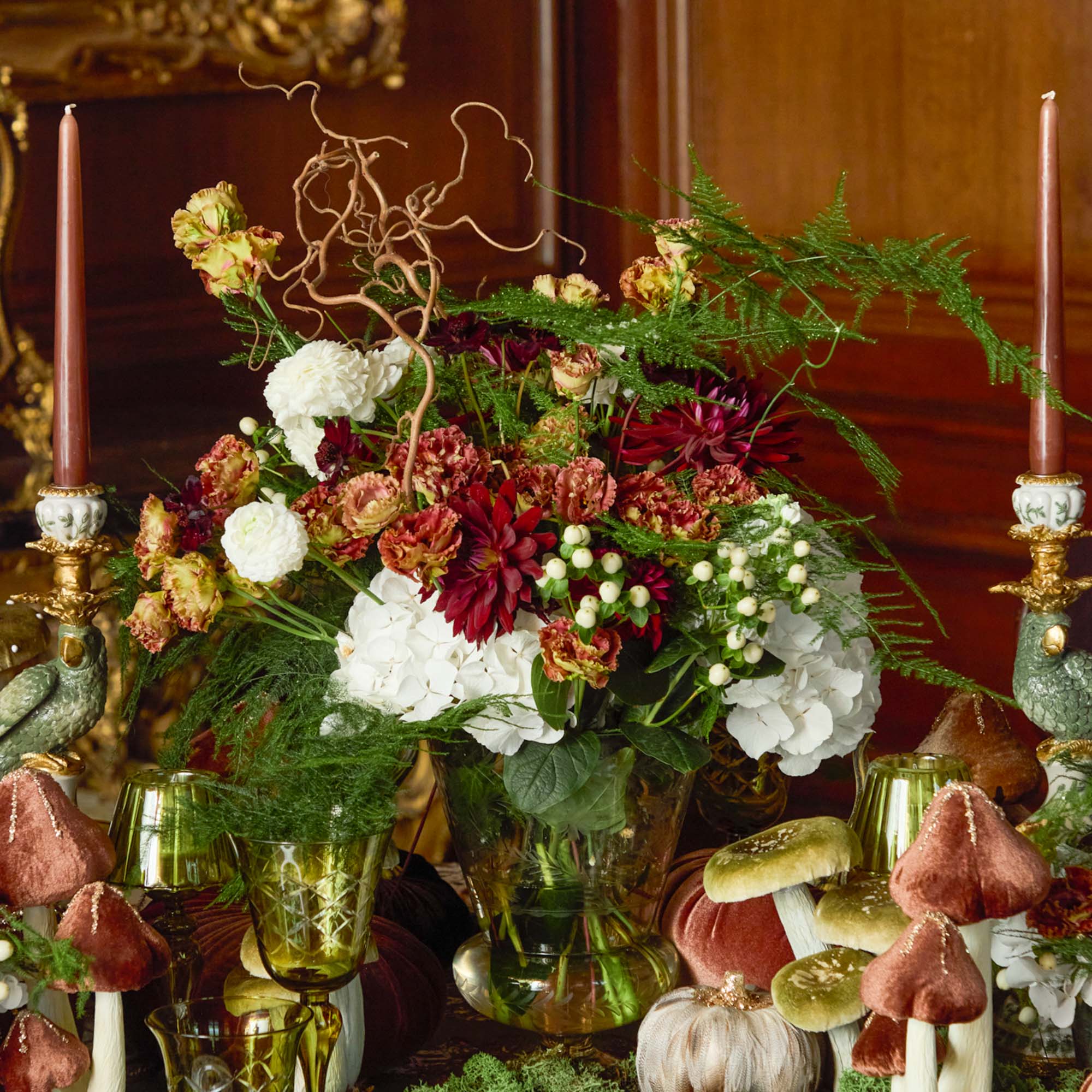 Olive Glass Lantern Tea Light Holder (Pair) - 24 cm