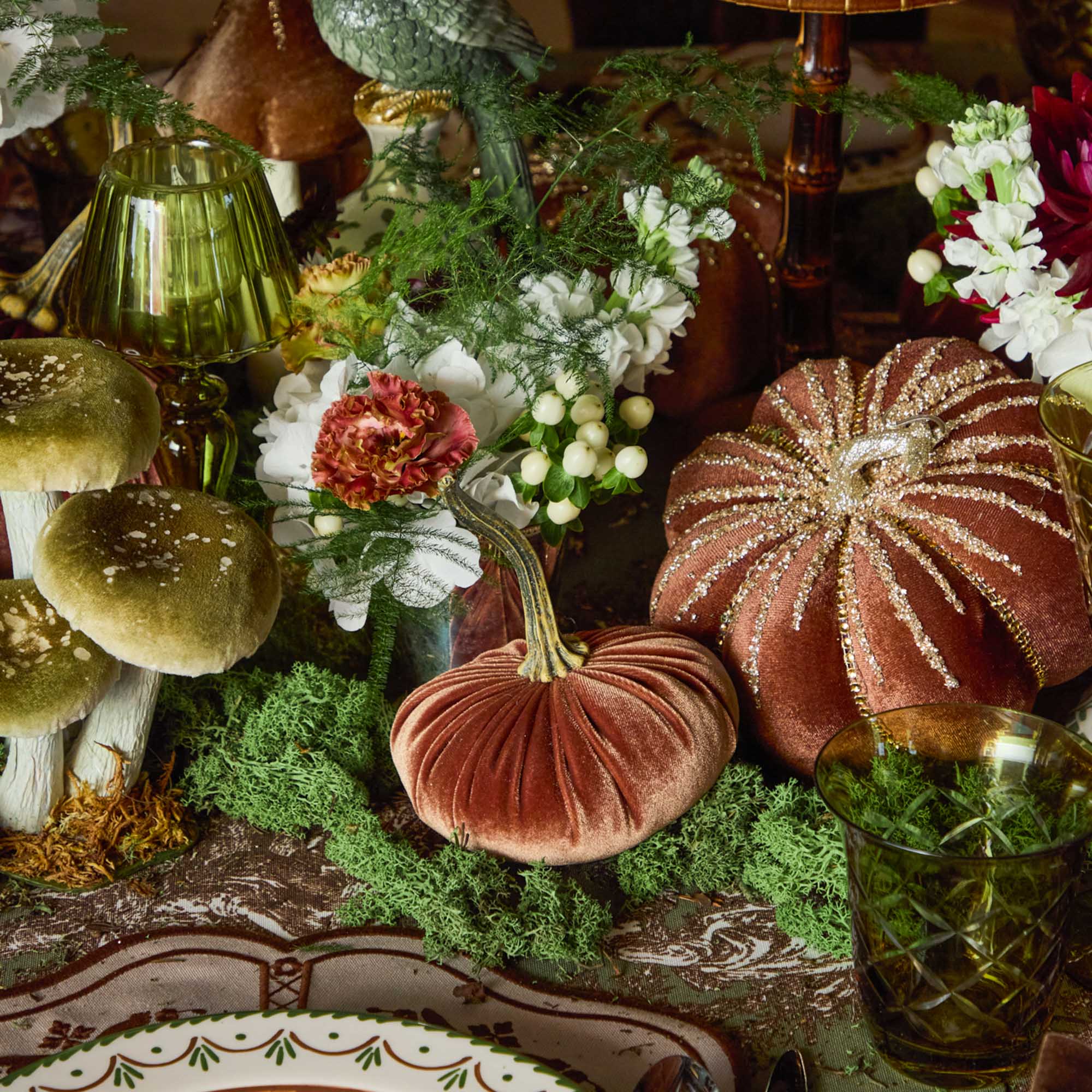 Olive Glass Lantern Tea Light Holder (Pair) - 24 cm