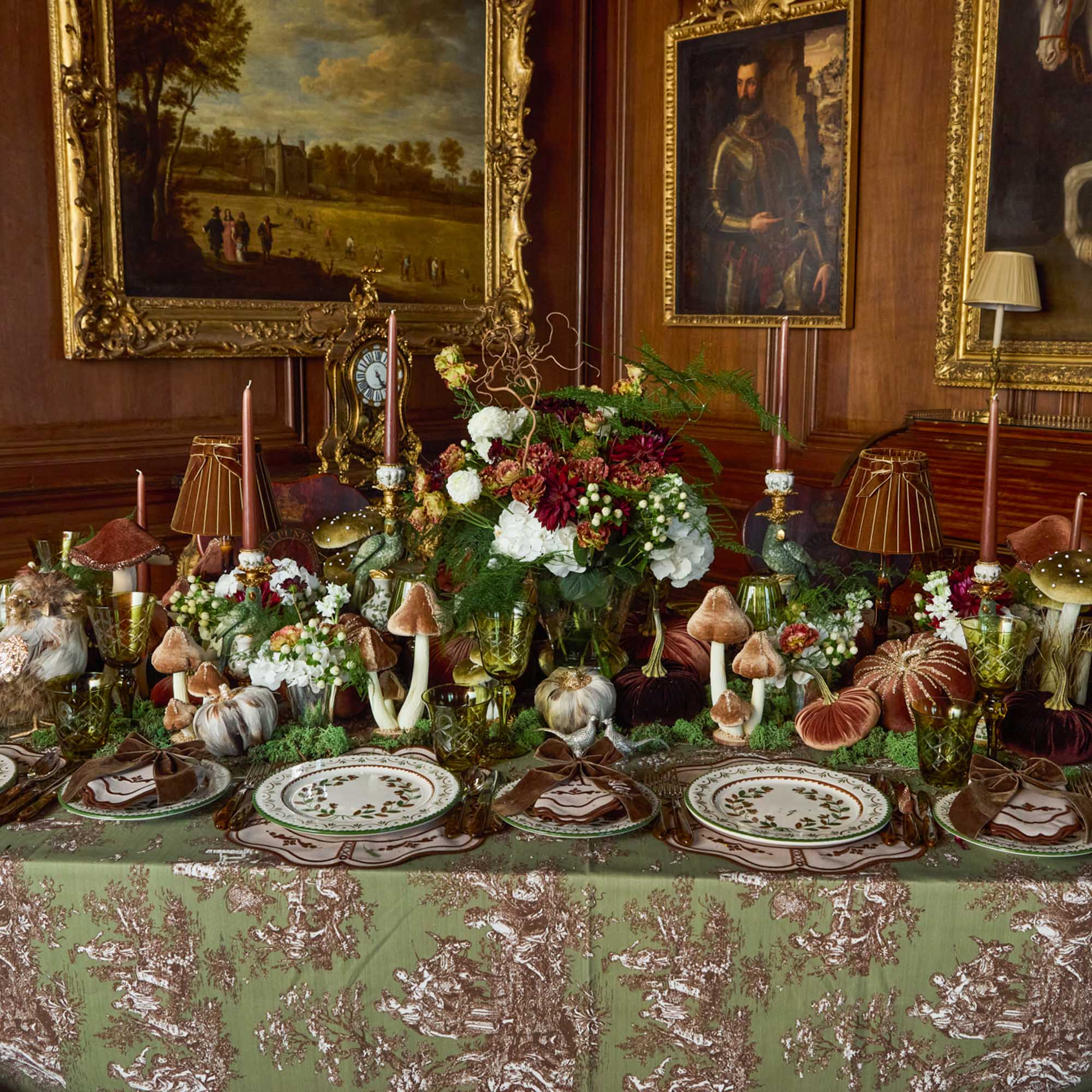 Small Taupe Glitter Velvet Mushroom (Set of 3)