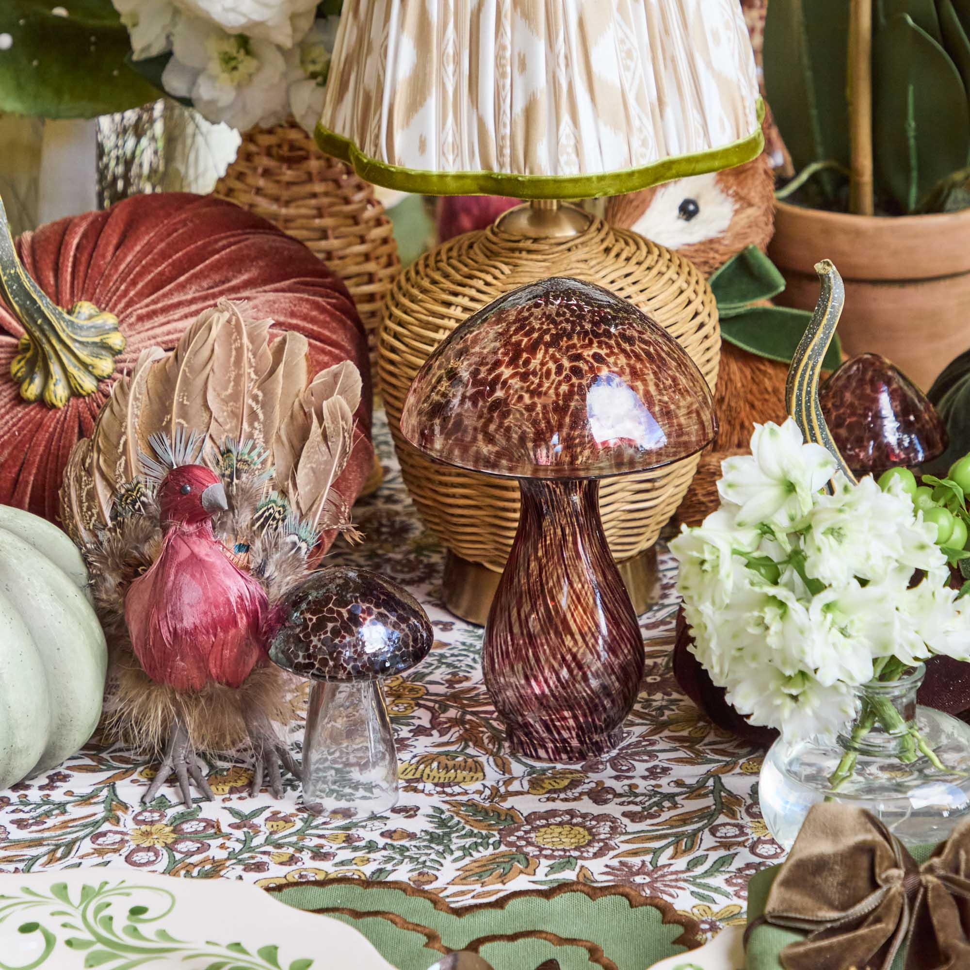 Brown Speckled Glass Mushroom Family