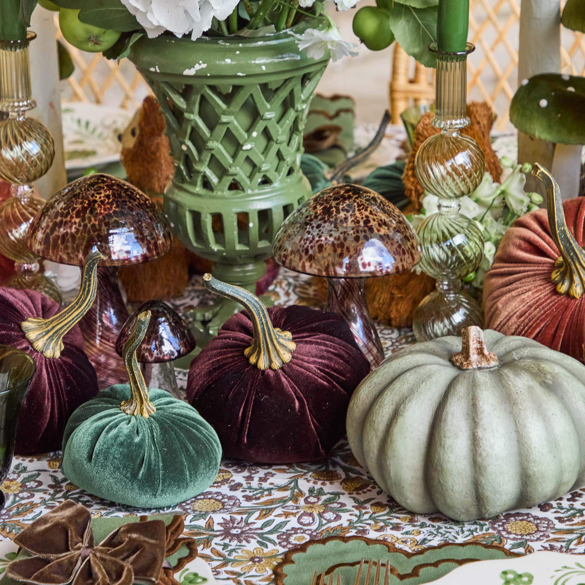 Brown Speckled Glass Mushroom Family