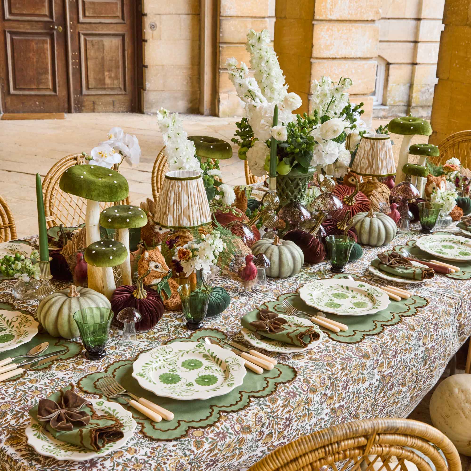 Moss Green Velvet Pumpkin (Pair)