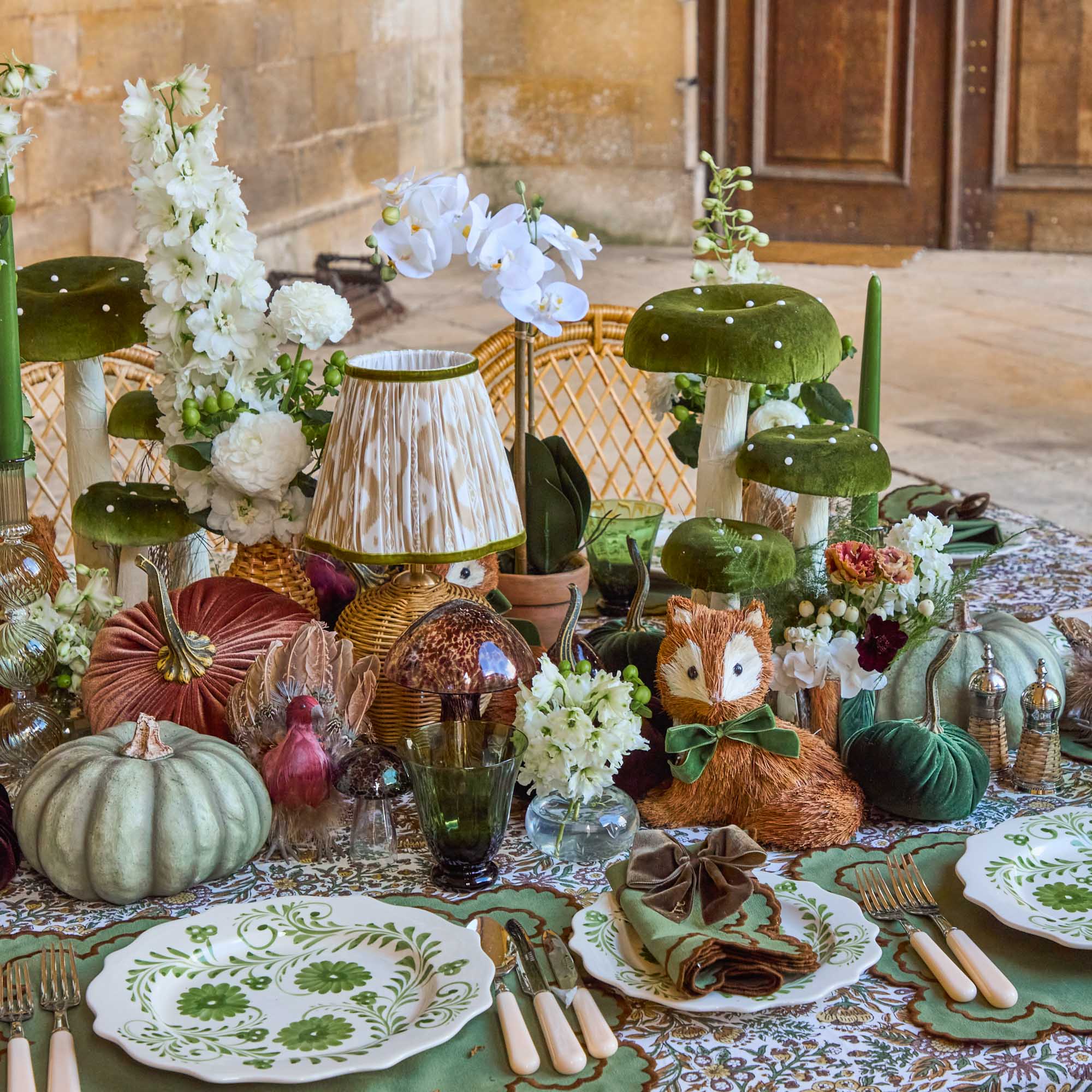 Moss Green Velvet Pumpkin (Pair)