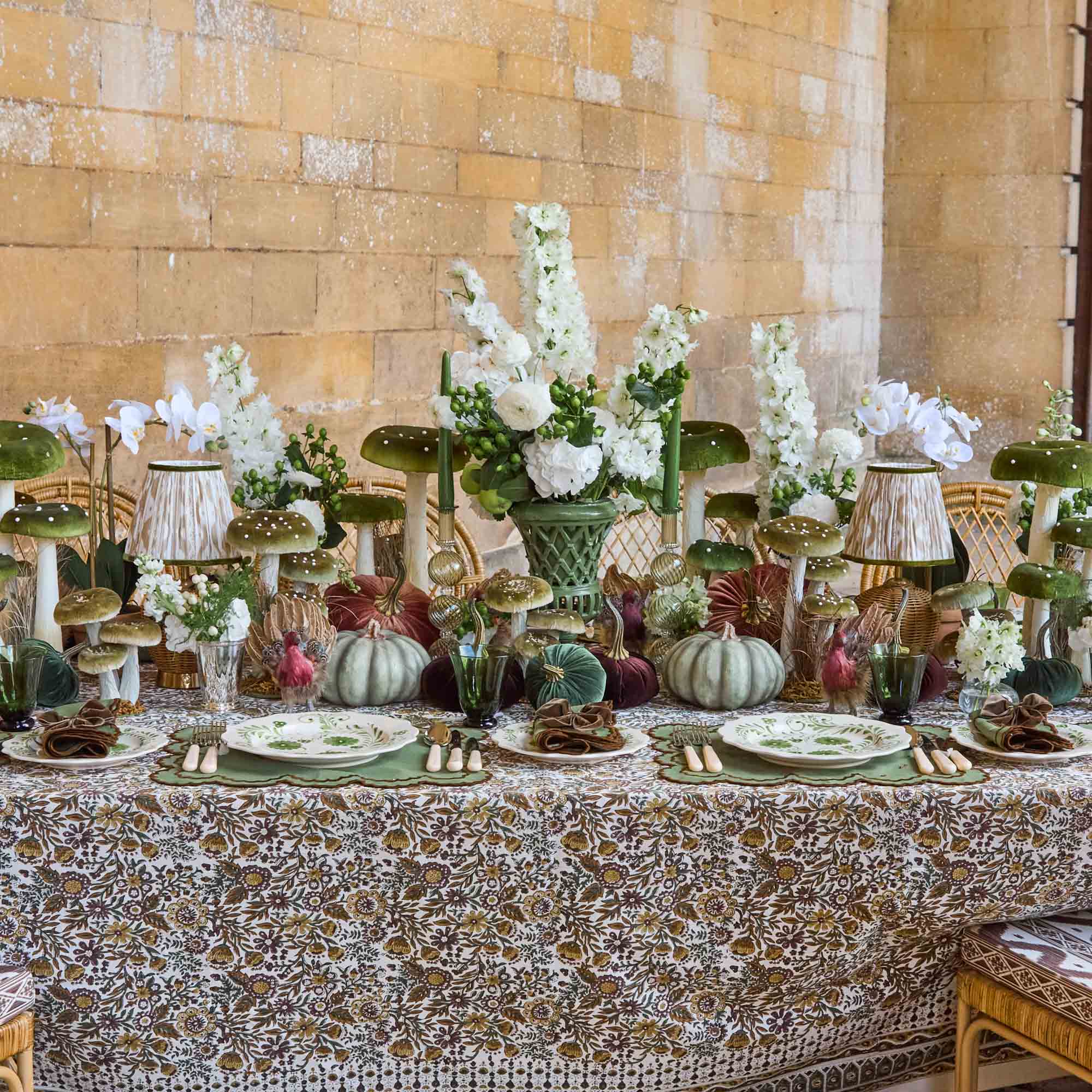 Moss Green Velvet Pumpkin (Pair)