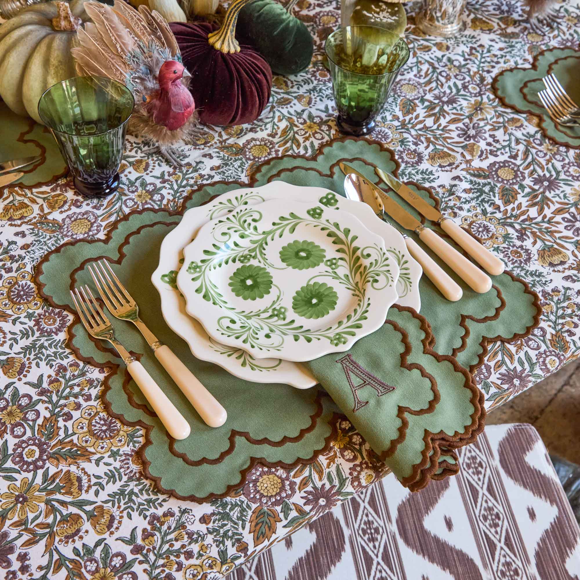 Evergreen Flowers Dinner Plates (Set of 4)