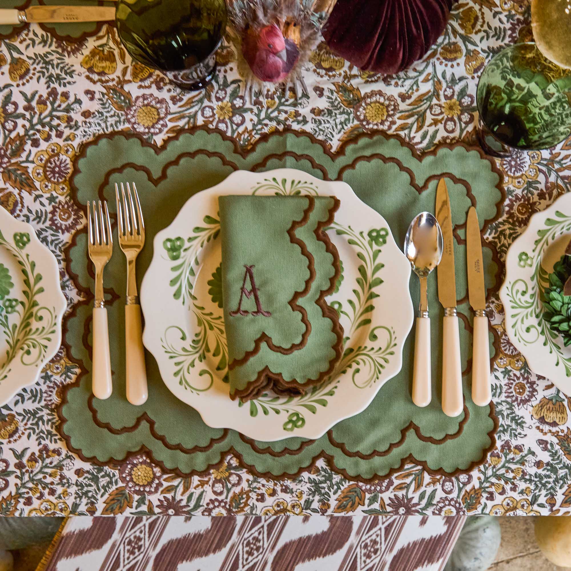 Evergreen Flowers Dinner Plates (Set of 4)