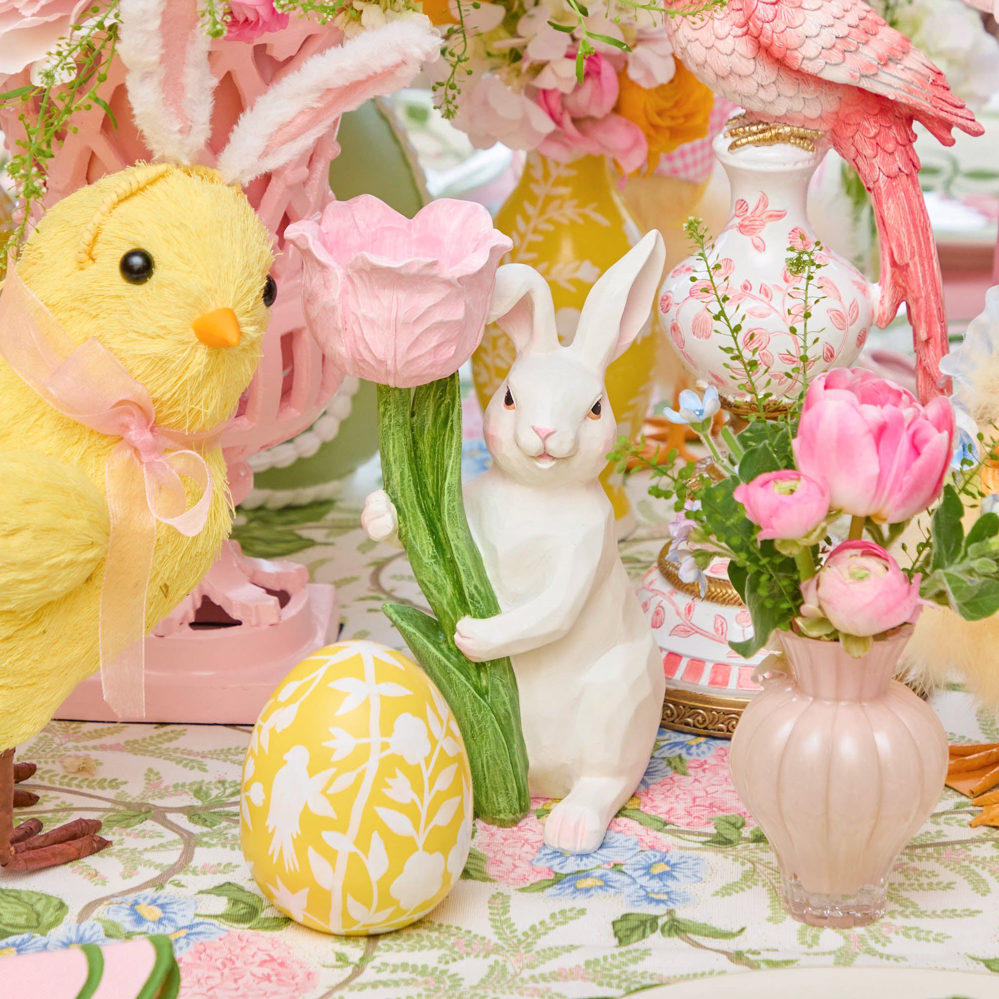 Bunny with Pink Tulip (Pair)