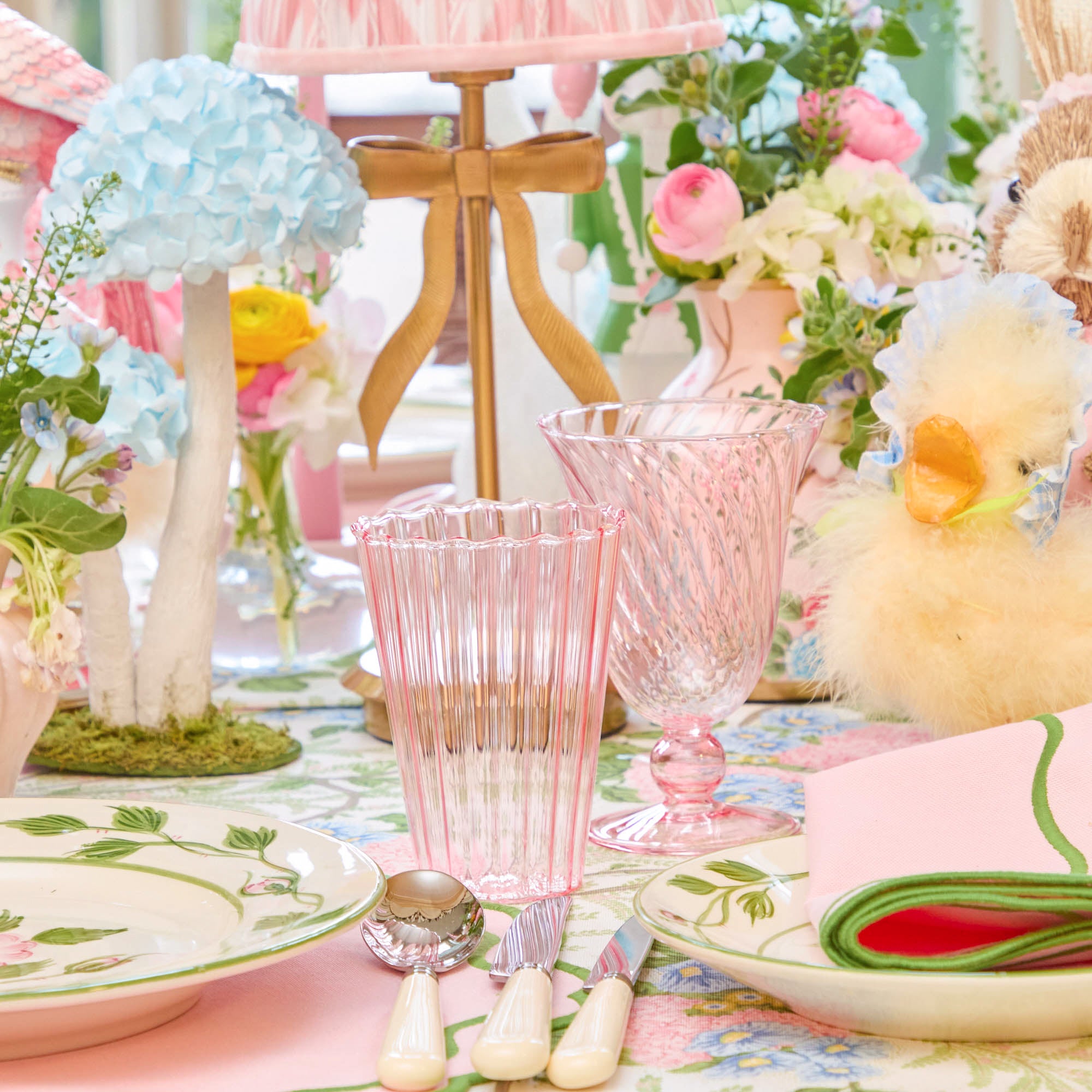 Pink Fluted Wine Glasses (Set of 4)