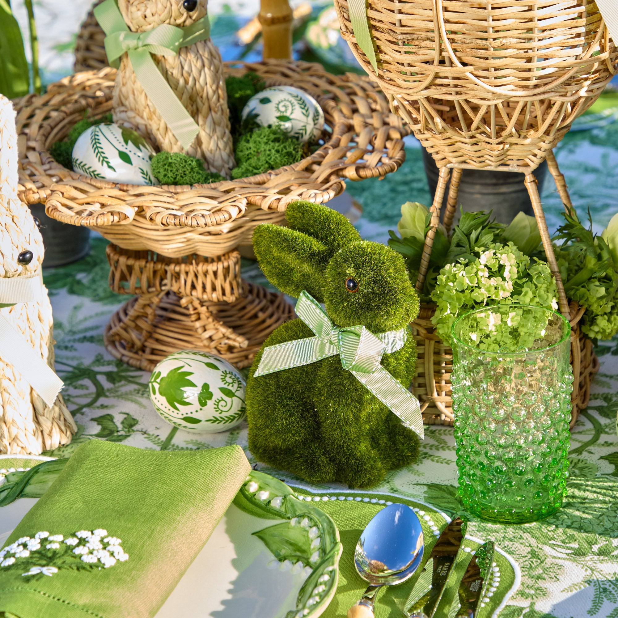 Emerald Hobnail Glasses (Set of 6)