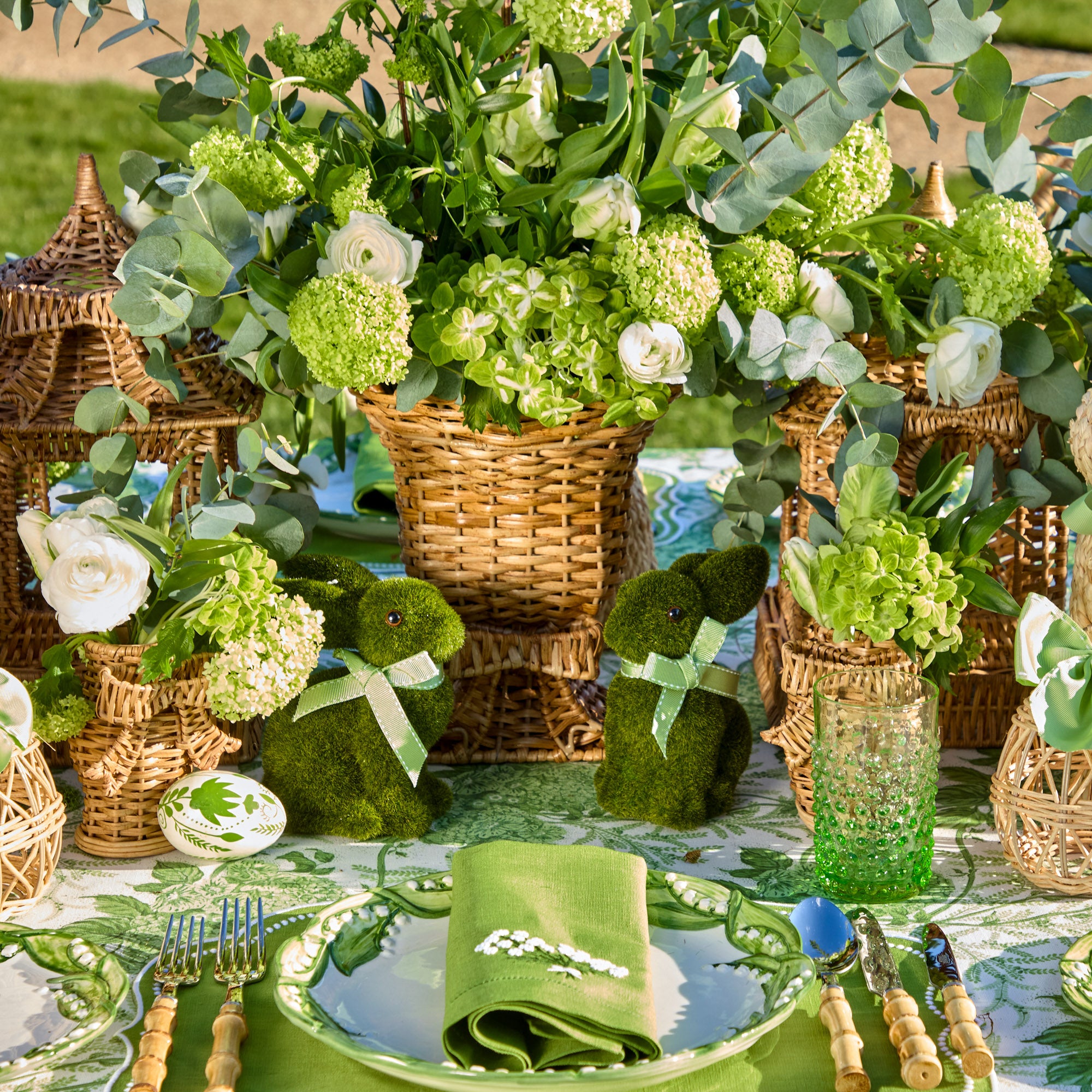 Emerald Hobnail Glasses (Set of 6)