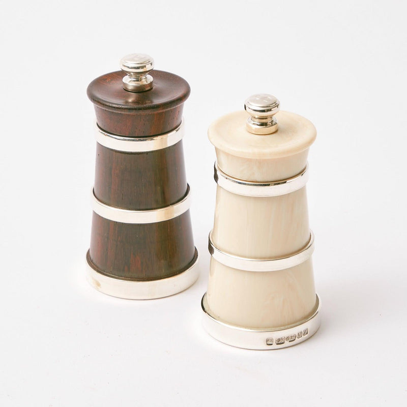 Add a touch of timeless style to your dining decor with the Ivory & Rosewood Salt & Pepper Set.