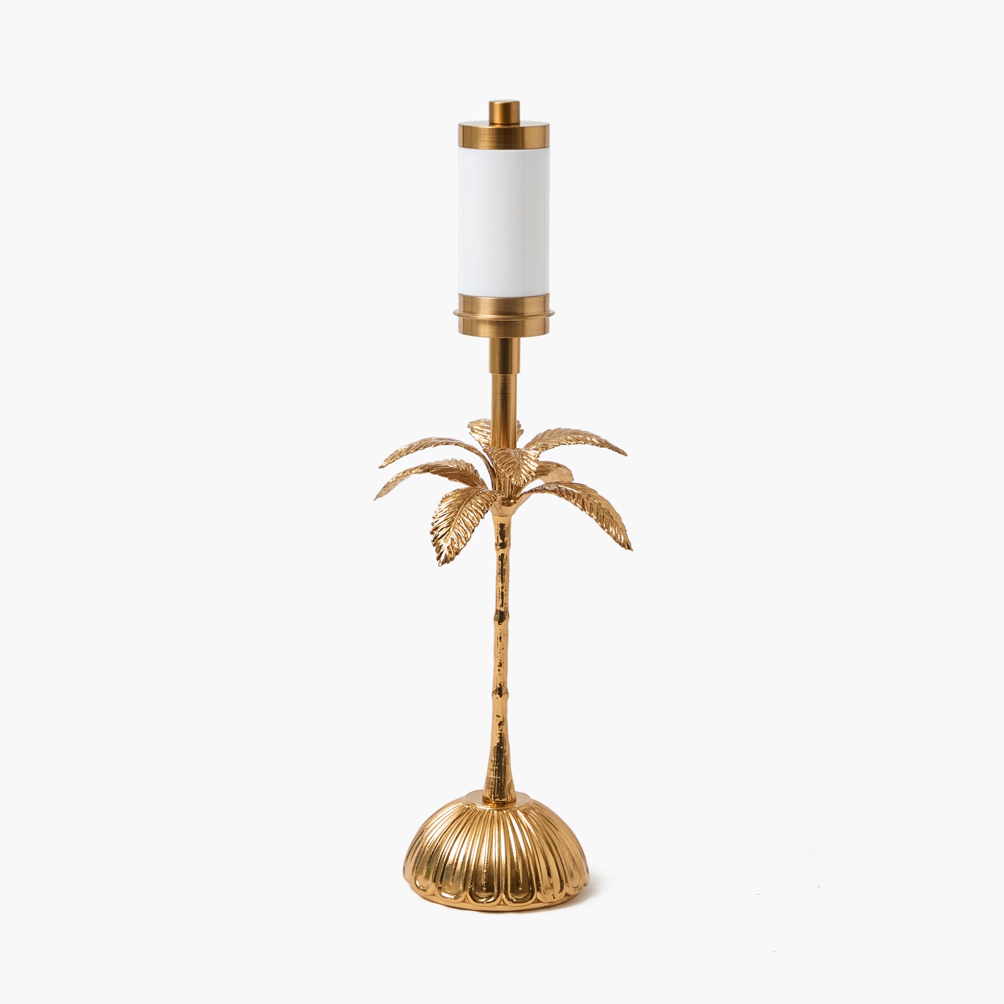 Palm Tree Rechargeable Lamp with Green & Blue Lotus Shade (18cm)